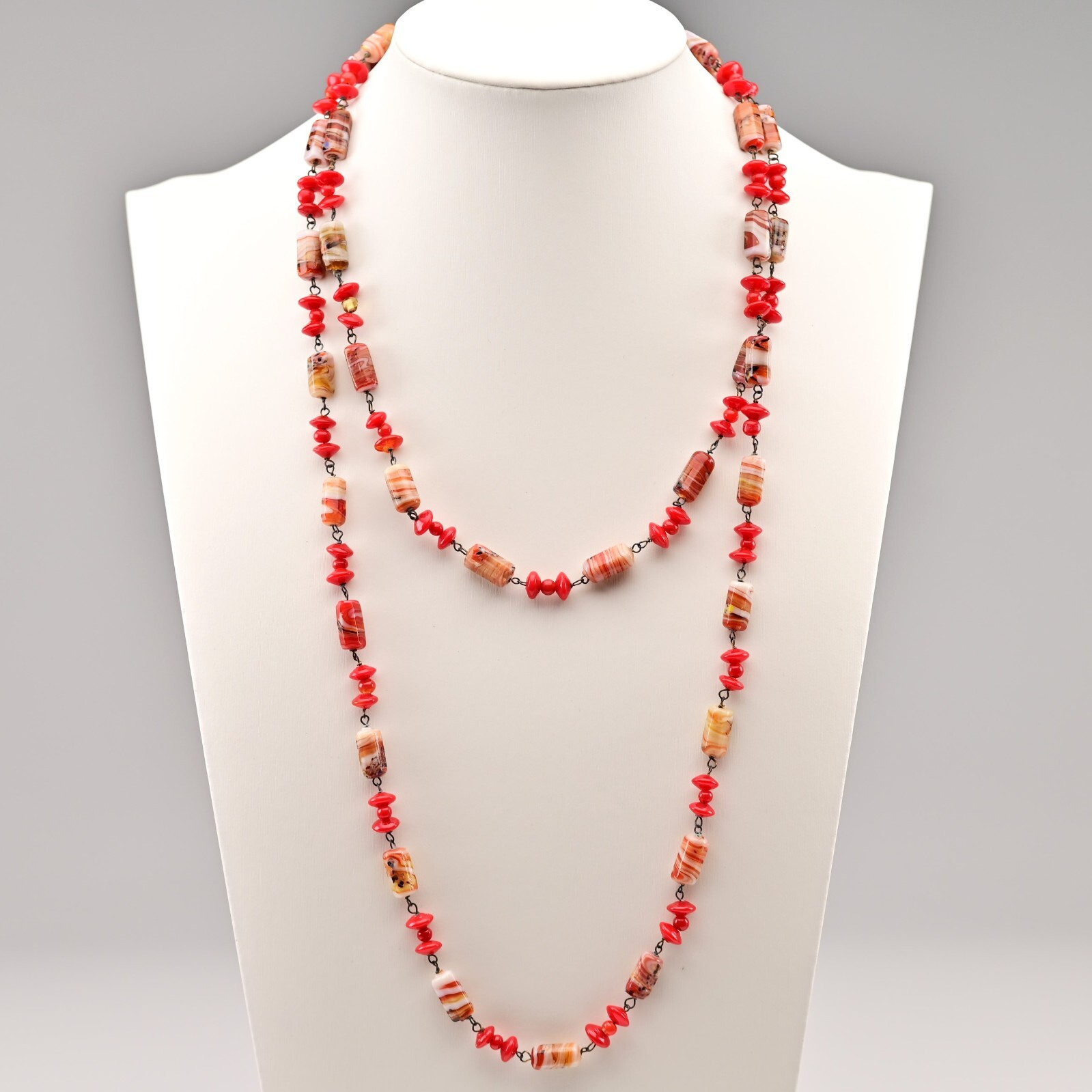 Vintage Original Italian Venetian Silver Murano Art Glass Beaded Estate Necklace