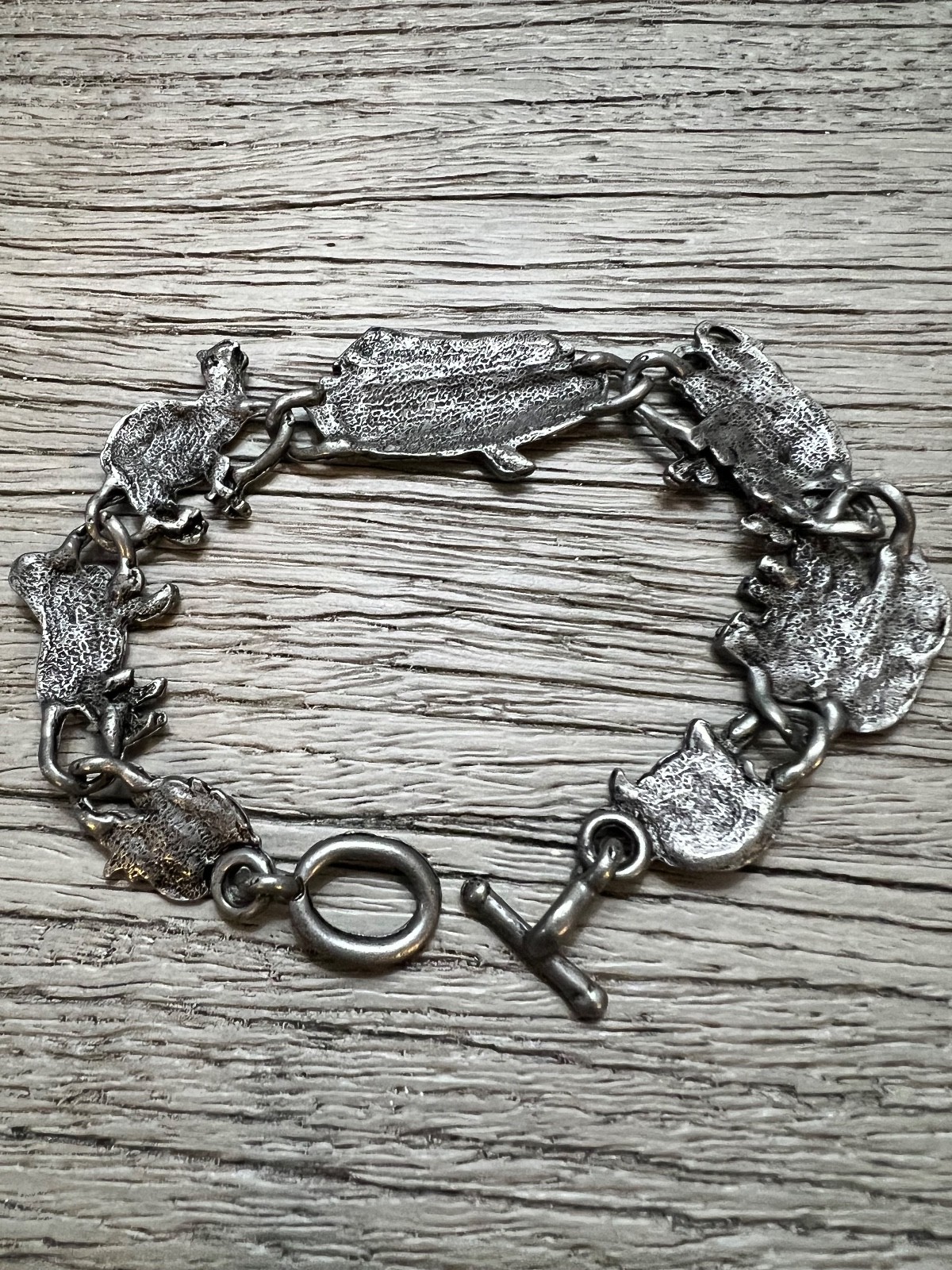 Vintage Silver Tone Noah’s Ark Bracelet 7.5/8 inch Very Good PreOwned Condition
