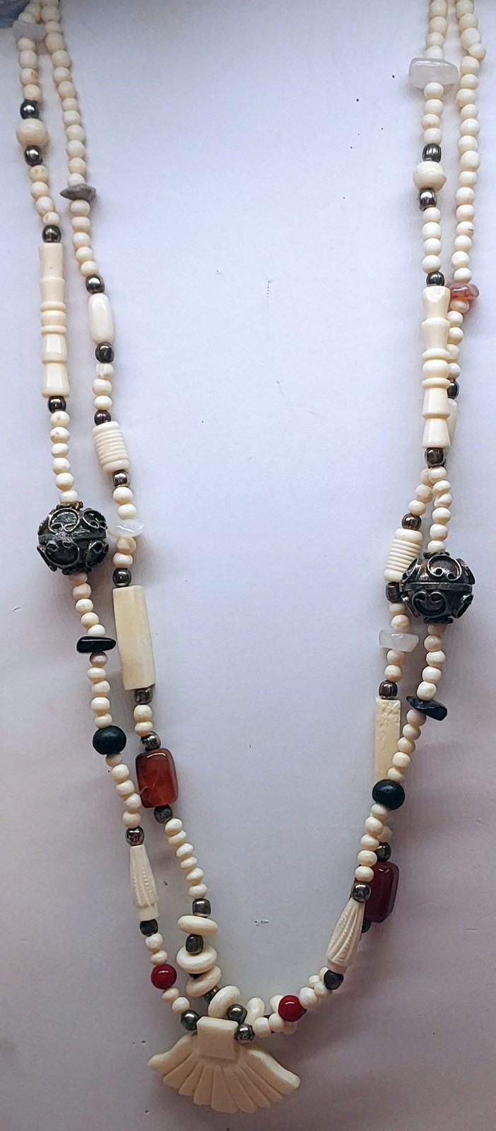 Vintage 25in Hand Strung Necklace – Kisii Soapstone & Multiple Different Stones