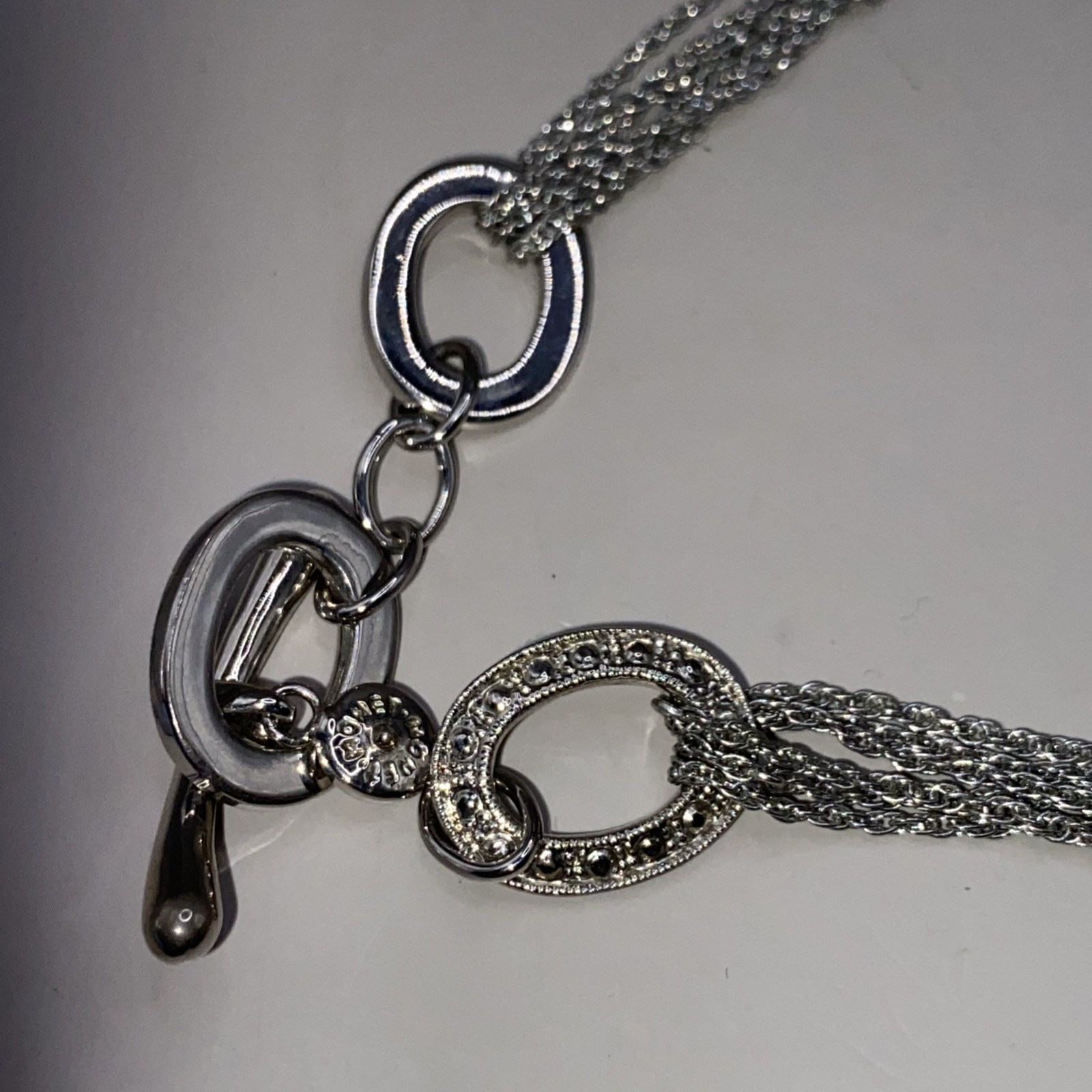 SPARKLE VTG Monet Necklace Earrings Set Black Glass Rhinestones SilverTone Chain