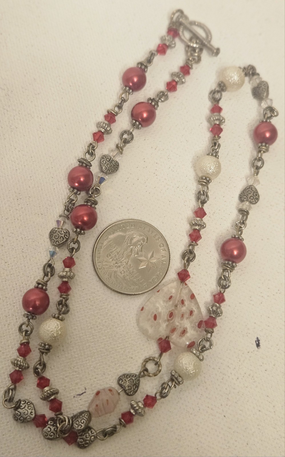 LOT OF 5 RED NECKLACES ASSORTED SIZES VINTAGE