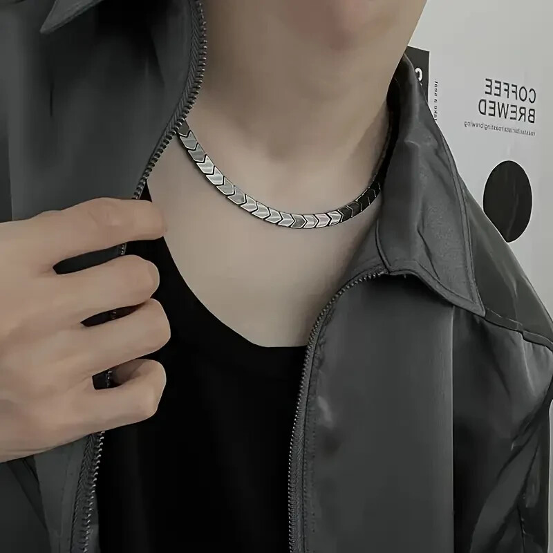 Collar de clavícula de hematita con estilo, joyería de moda, cadena de regalo
