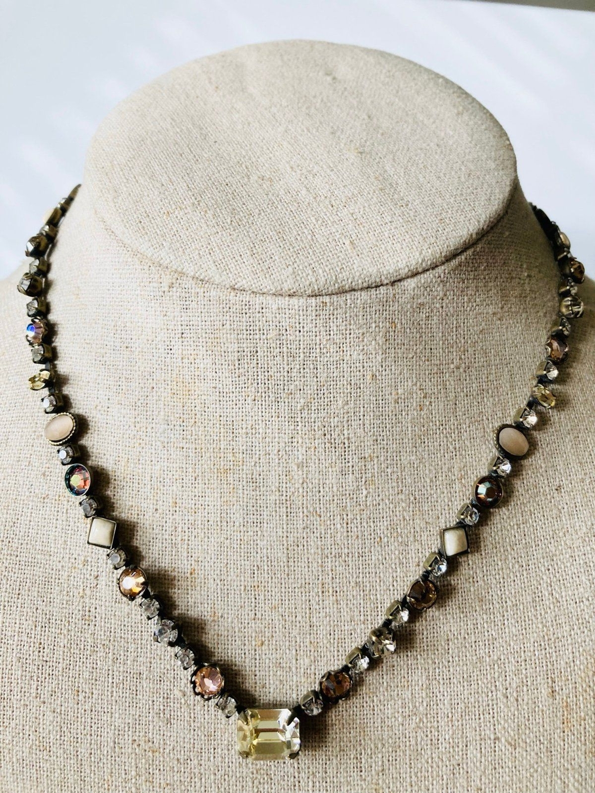 Sorrelli amber yellow tone crystal tennis Necklace