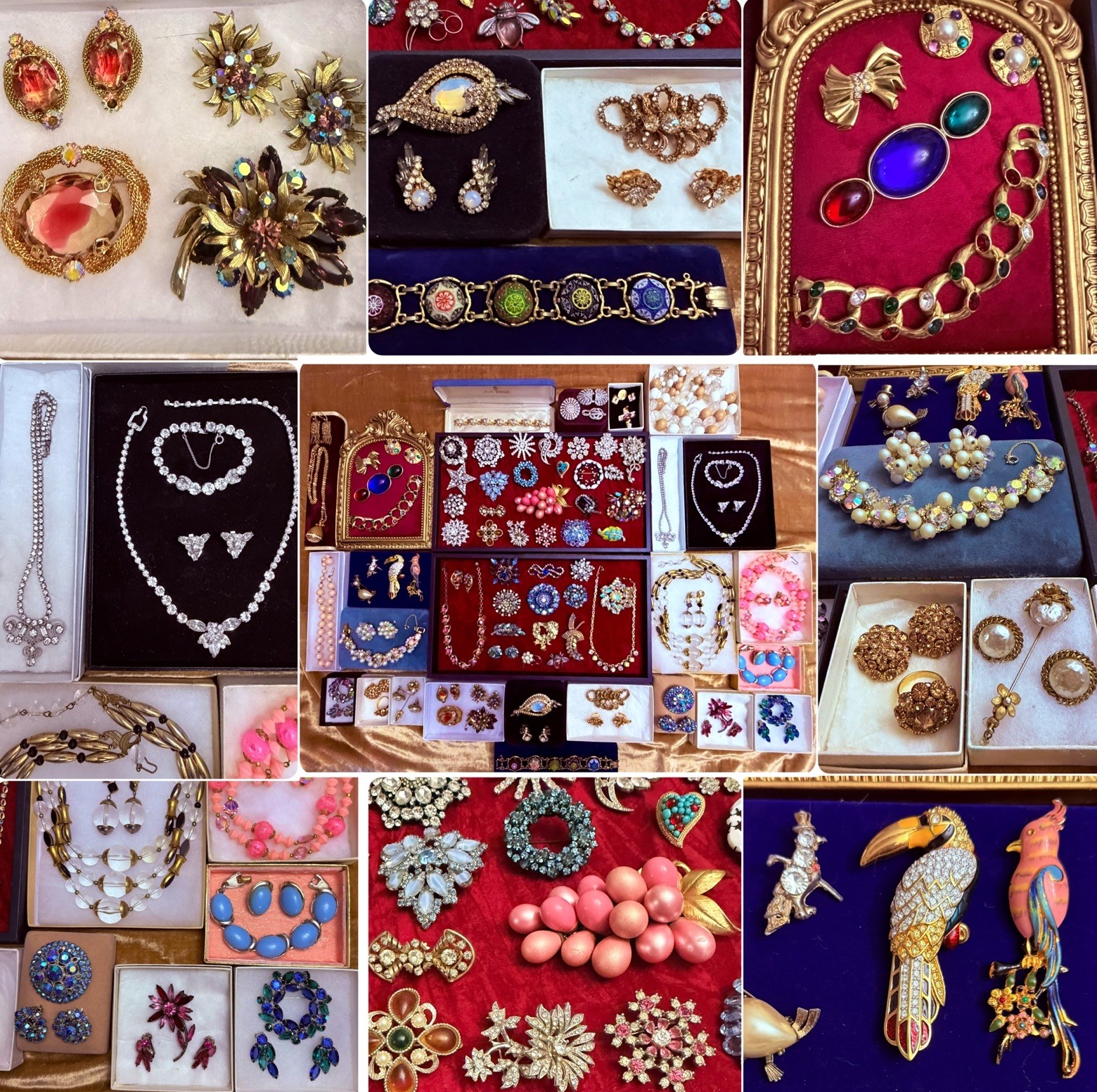 Vintage Rhinestone Jewelry Lot Haskell Weiss Juliana Crown Trifari Givenchy +