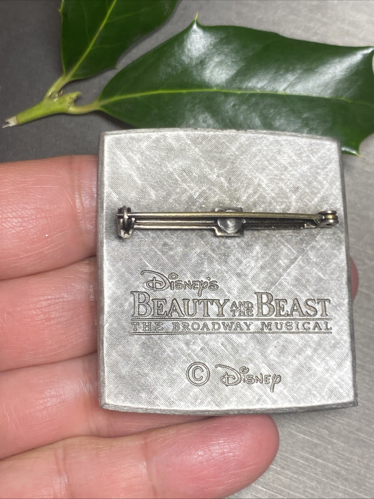 Vintage Beauty and the Beast Disney Musical Brooch Rose Flower Estate Jewelry