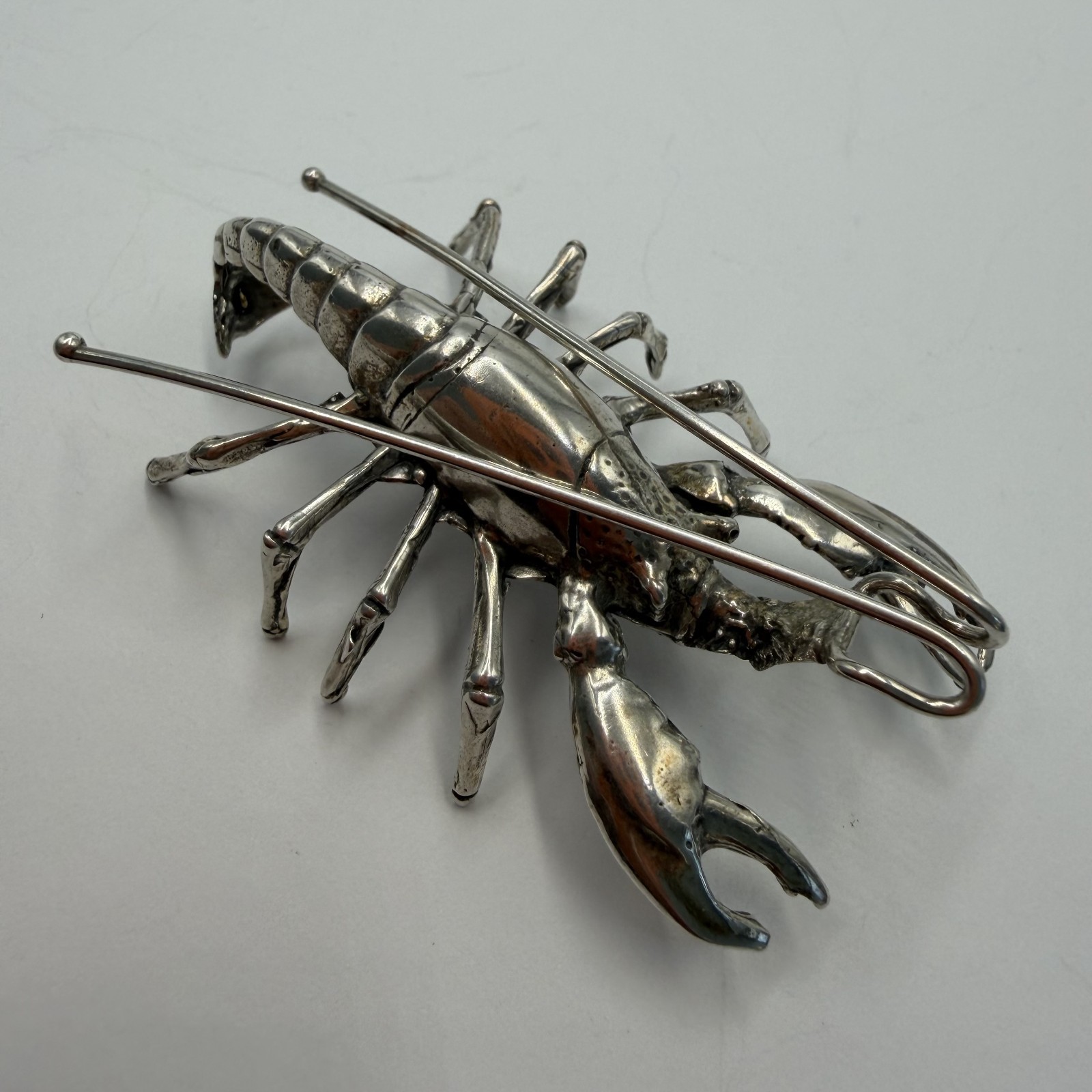 Vintage Italian 800 Silver Lobster Figurine Miniature Collectible Statue