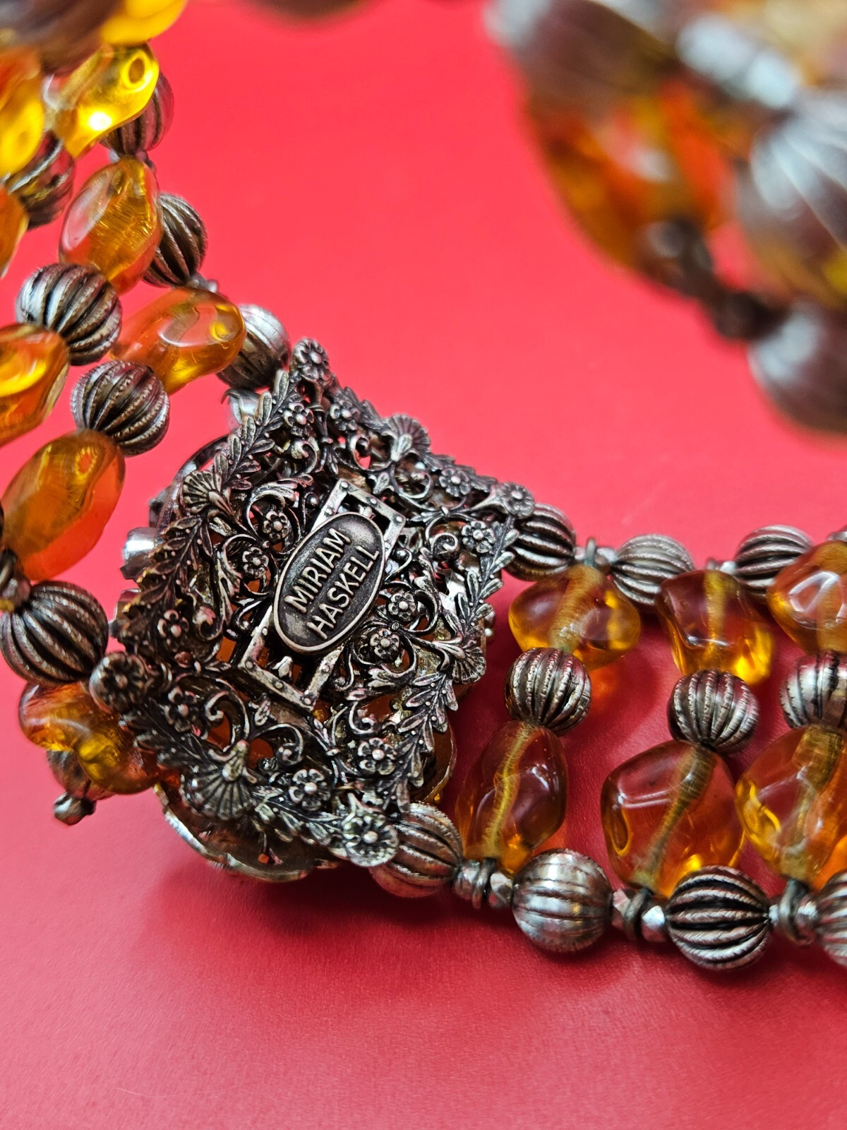 MIRIAM HASKELL Signed Multi Strand Quartz Crystal WRAP Beaded Vintage BRACELET