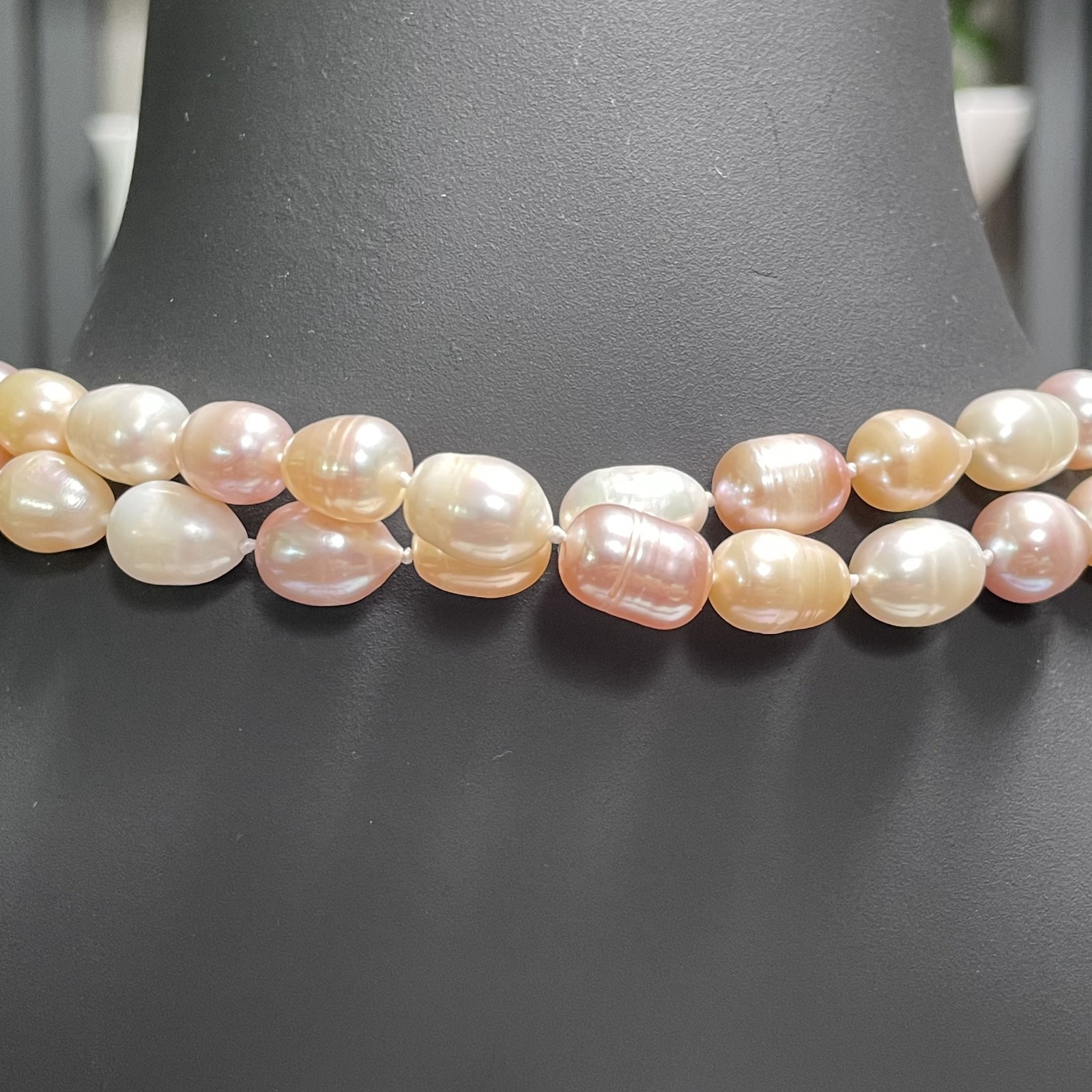 Vintage Baroque 8mm Multigradient Pink & Shape French Fresh Water Pearl Necklace