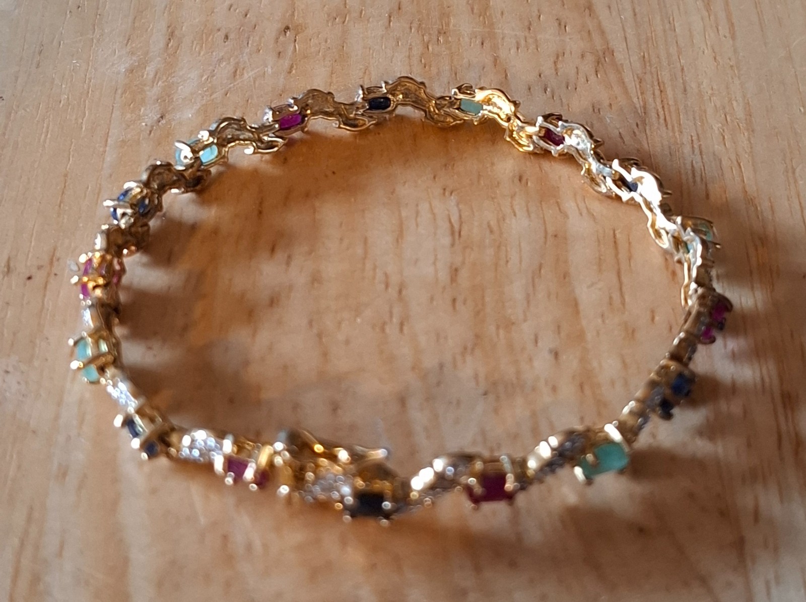 Vintage Jewelry Ross Simmons Gold Plated 925 Multi Gemstone Tennis Bracelet