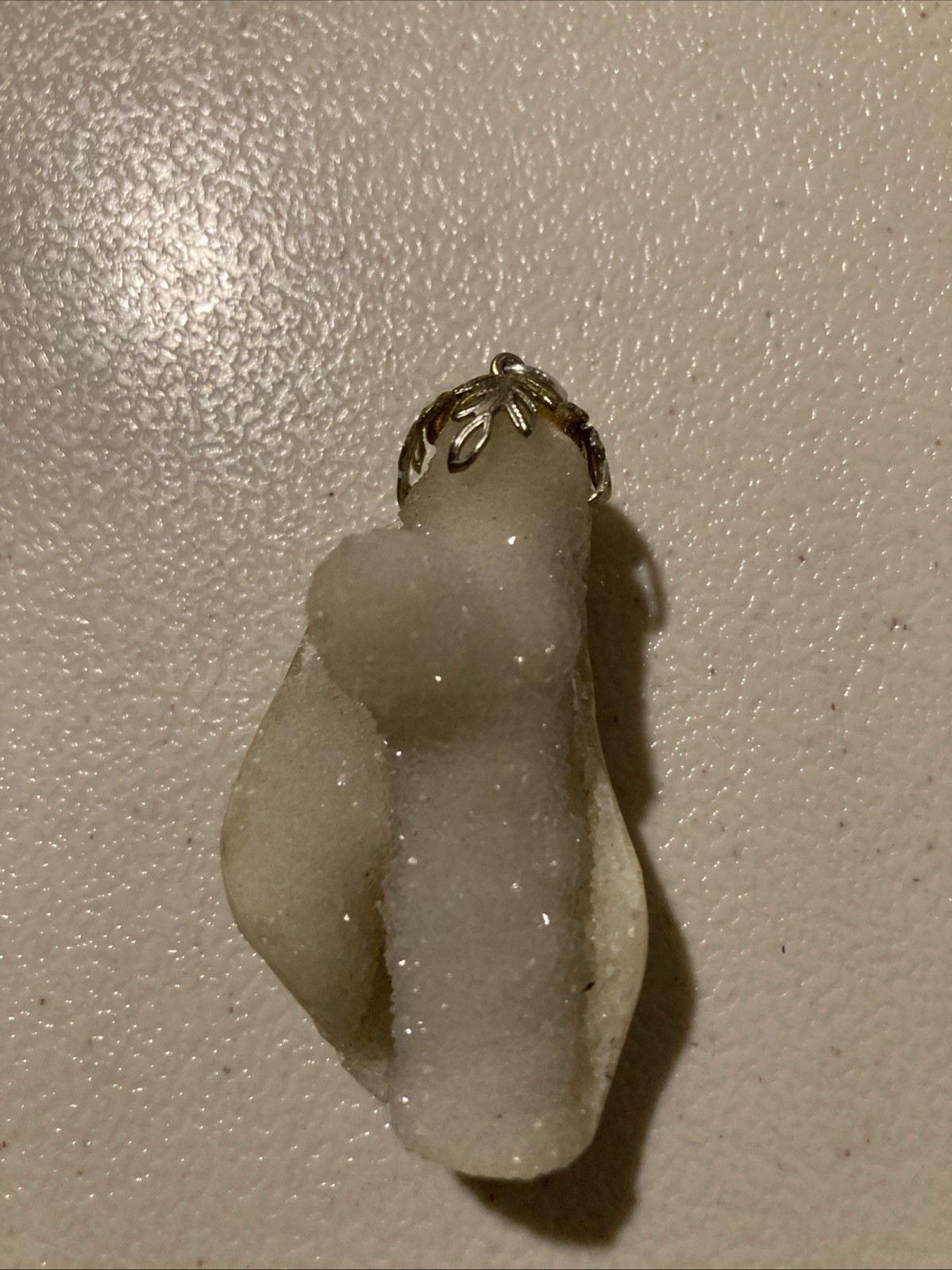 Antique white Coral Pendant Agatized Sparkle 20 Million Years Old