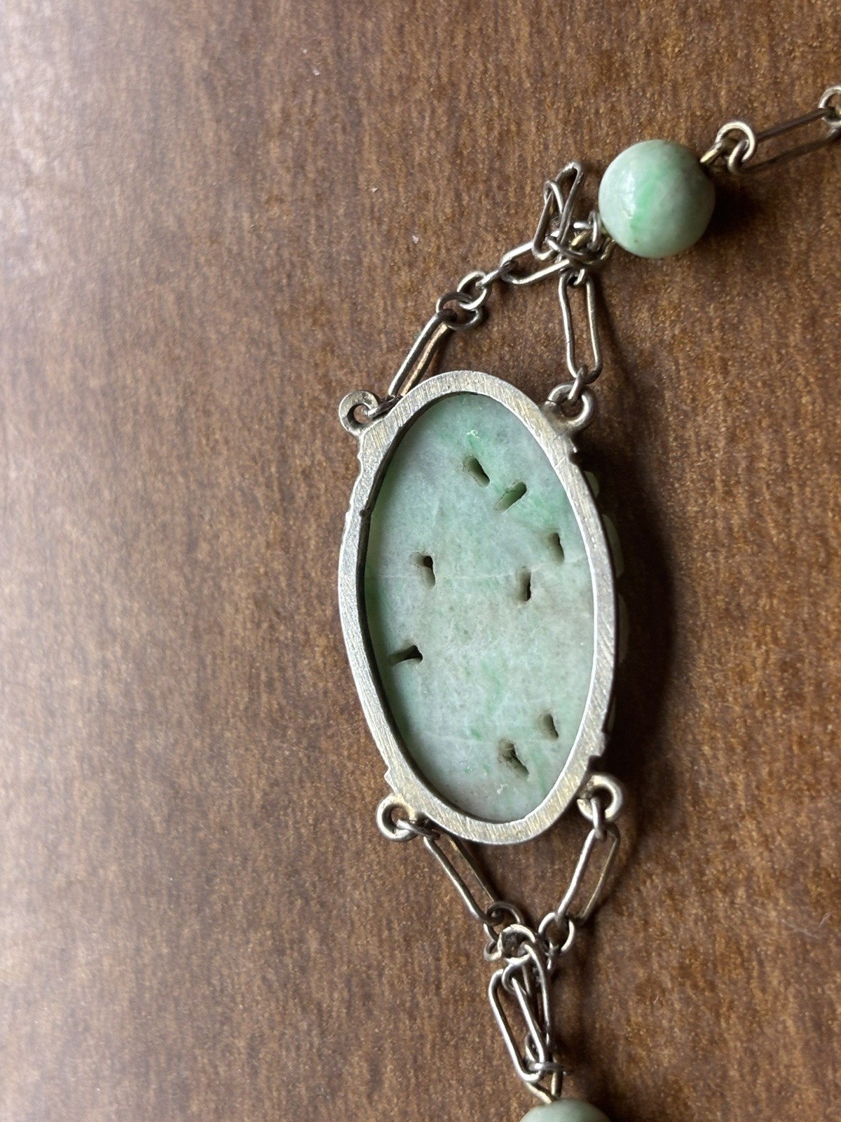 Antique Chinese Old Mine Art Deco Edwardian Jade Carved bracelet