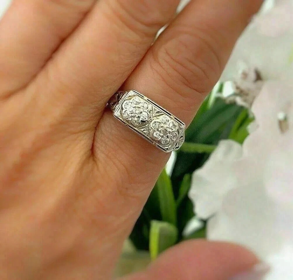 2.95Ct Art Deco Style Round Lab Created Diamond Filigree 14K White Gold FN Ring