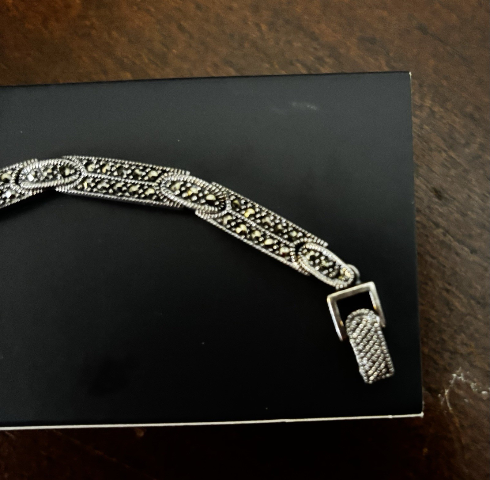 Vintage Sterling Silver 925 Marcasite Bracelet 7.25″