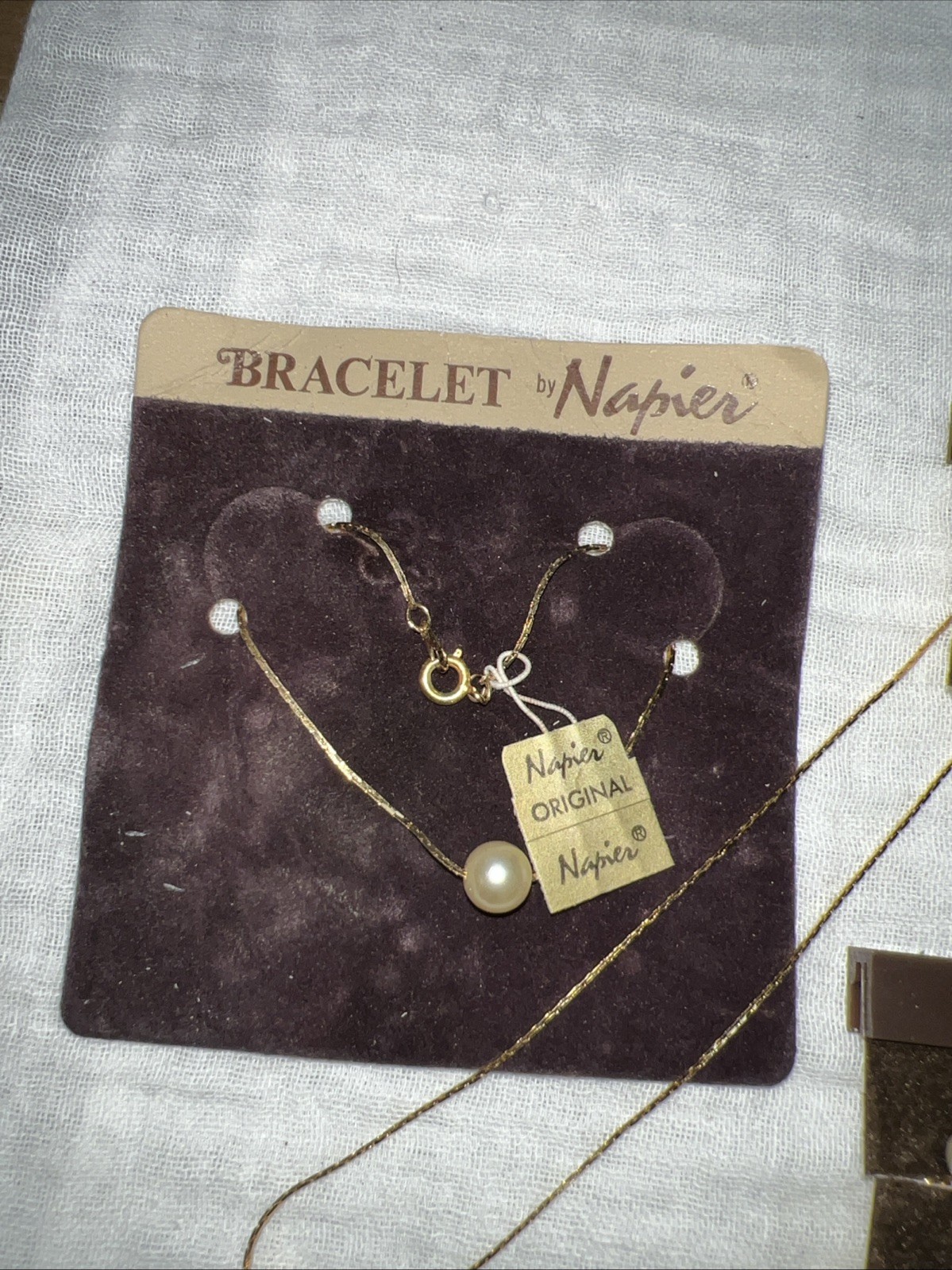 VTG NOS Napier Faux Pearl Jewelry Set Necklace Bracelet Pierced Earrings NWT
