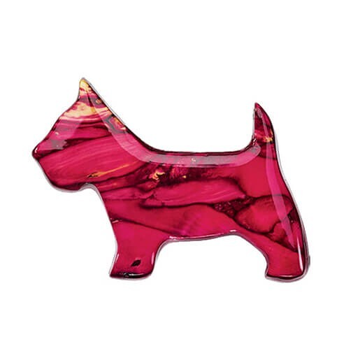 Heathergems Scottie Dog Brooch Red, Dyed and Pressed Heather, 1″ by 3/4″