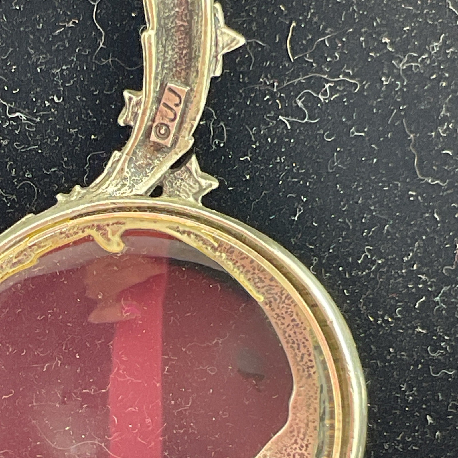 Vintage JJ Crescent Celestial Moon And Stars Magnifying Glass Necklace Pendant