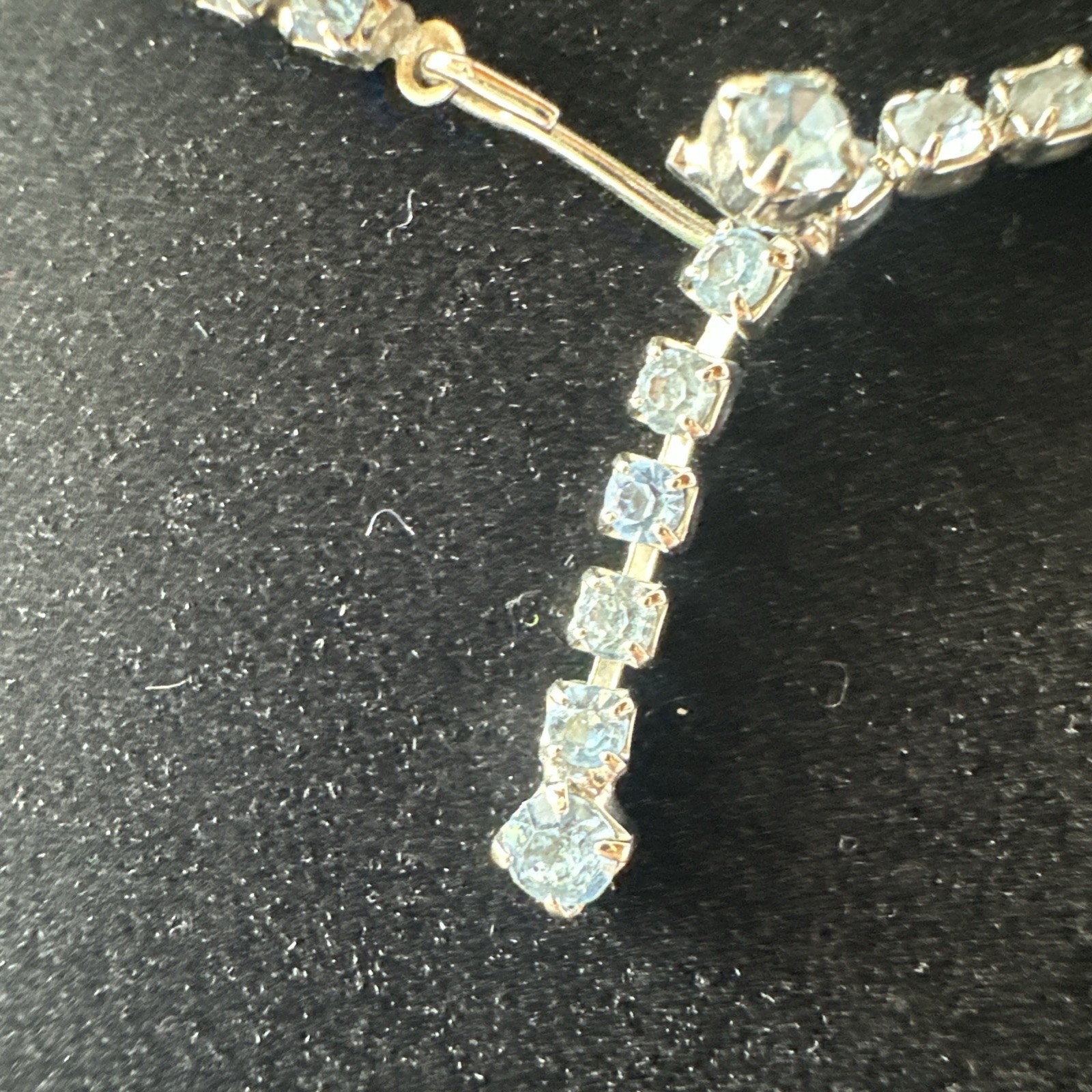 Vintage 1950 Blue Rhinestone Baguette Necklace And Bracelet