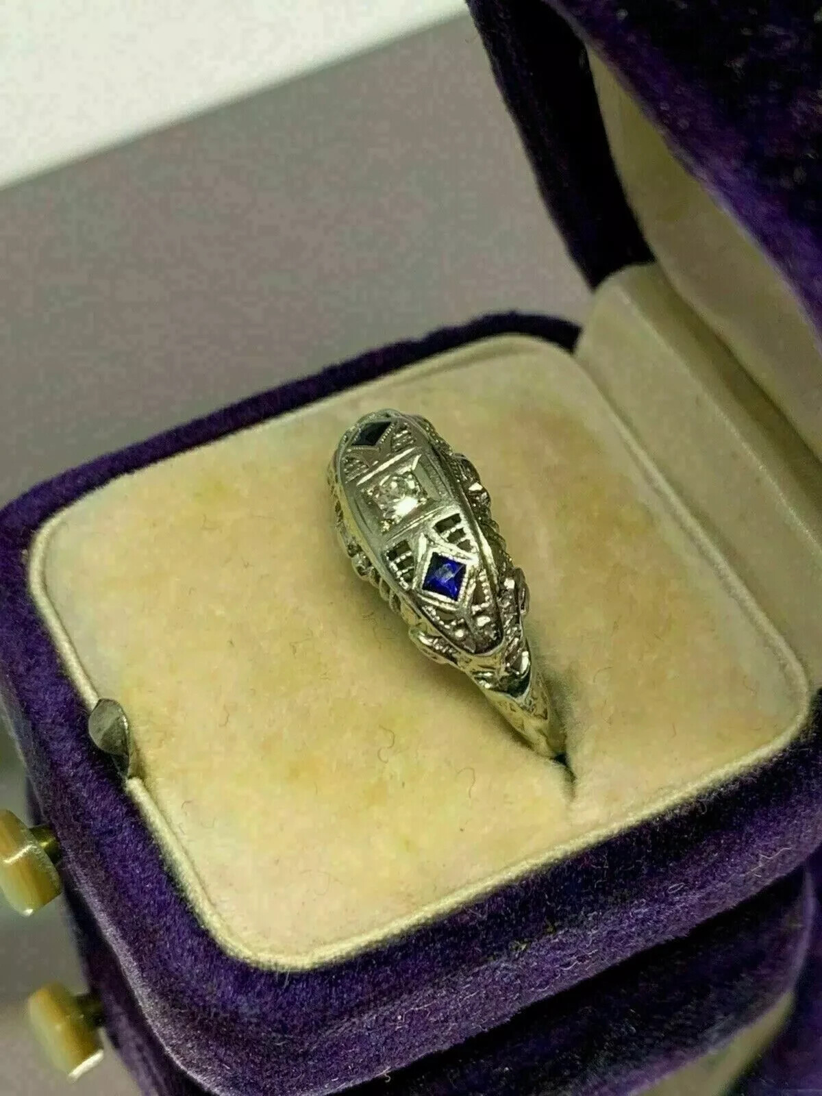 2.25Ct Art Deco Style Lab Created Diamond Engagement 14K White Gold Finish Ring