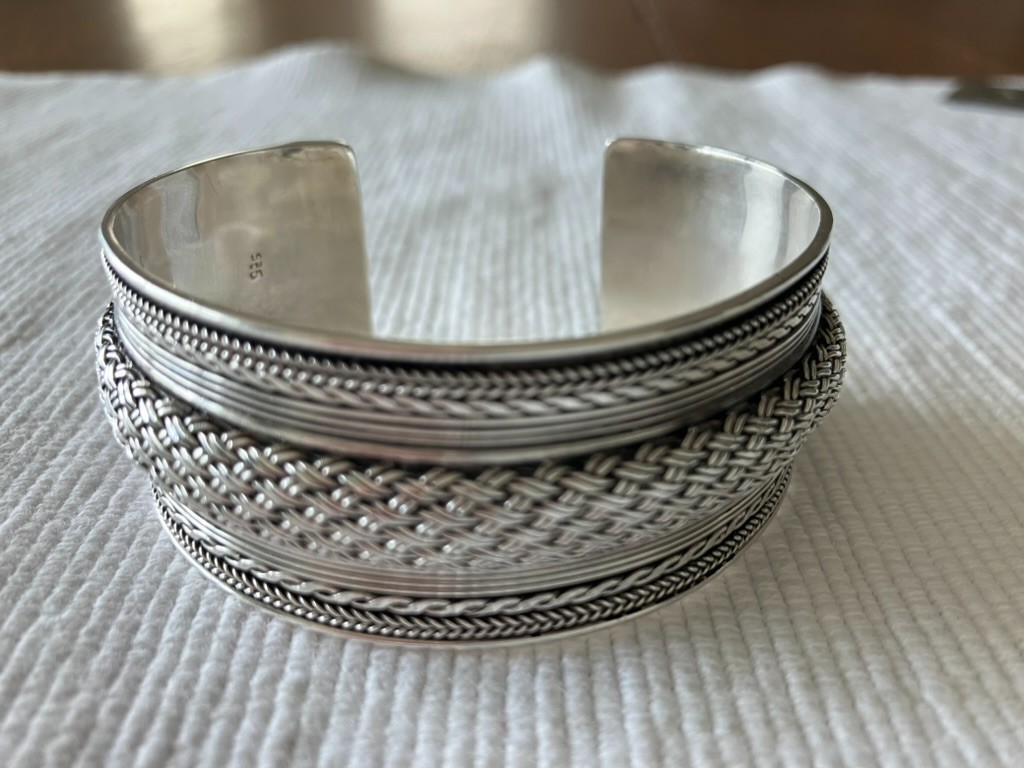 Vintage Sterling Silver Braided Cuff Bracelet ITALIAN
