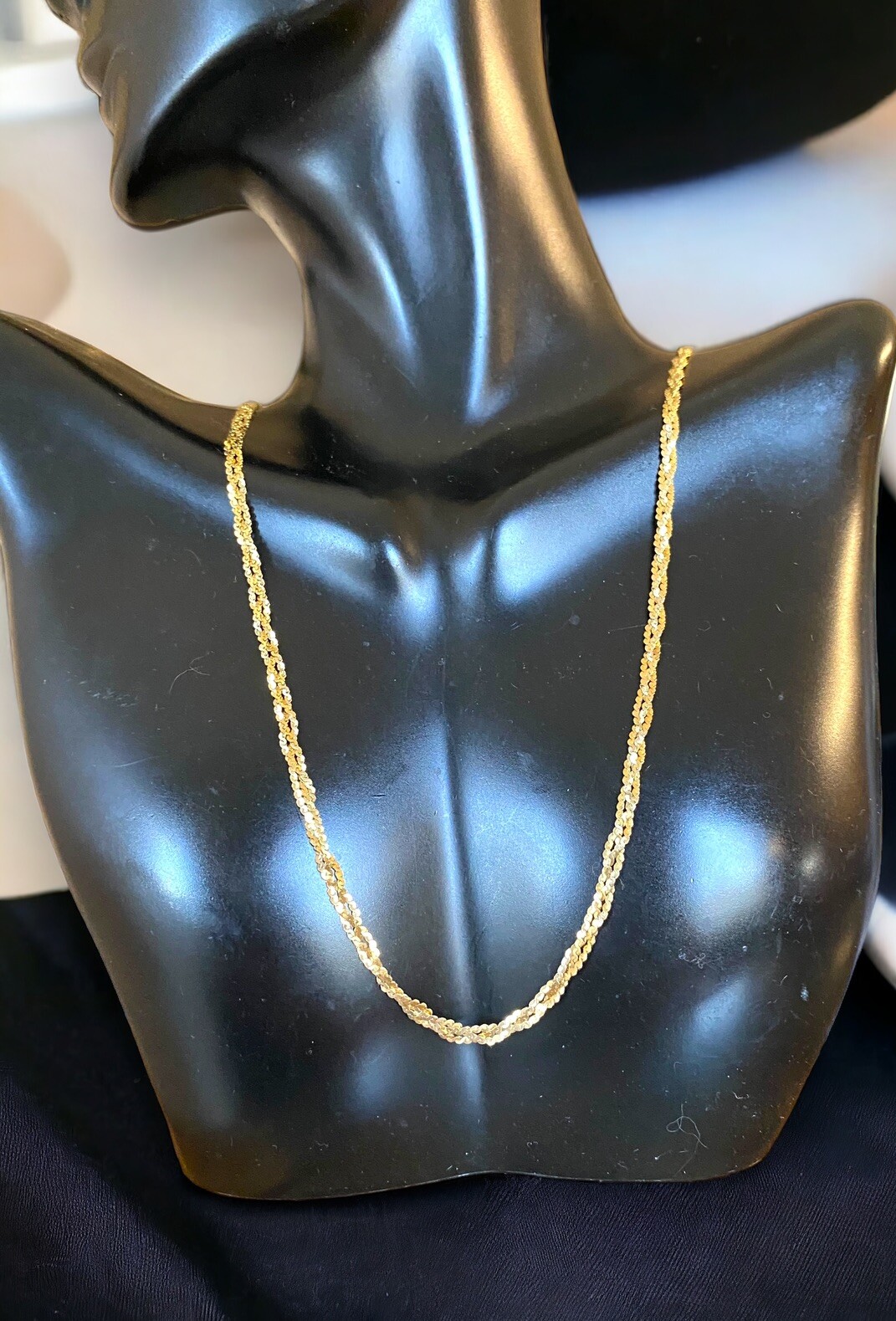 Vintage 14K Solid Italian Gold 17.75” 3mm Braided Necklace 6.4 grams!