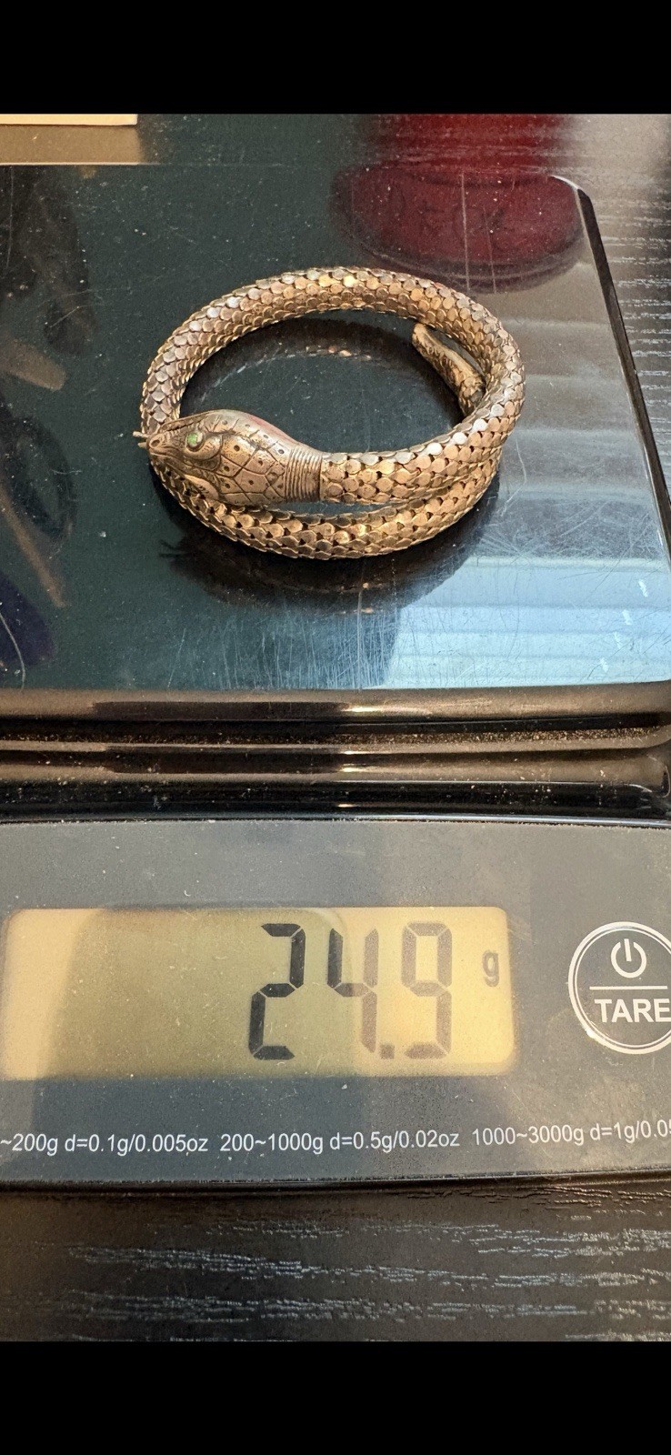 whiting & davis bracelet snake serpent sterling wrap mesh adjusts nice patina