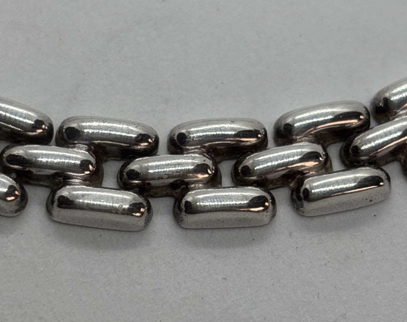 Vintage Sterling Silver Panther Chain Choker Necklace Unisex 40 Gr Modernist 15”