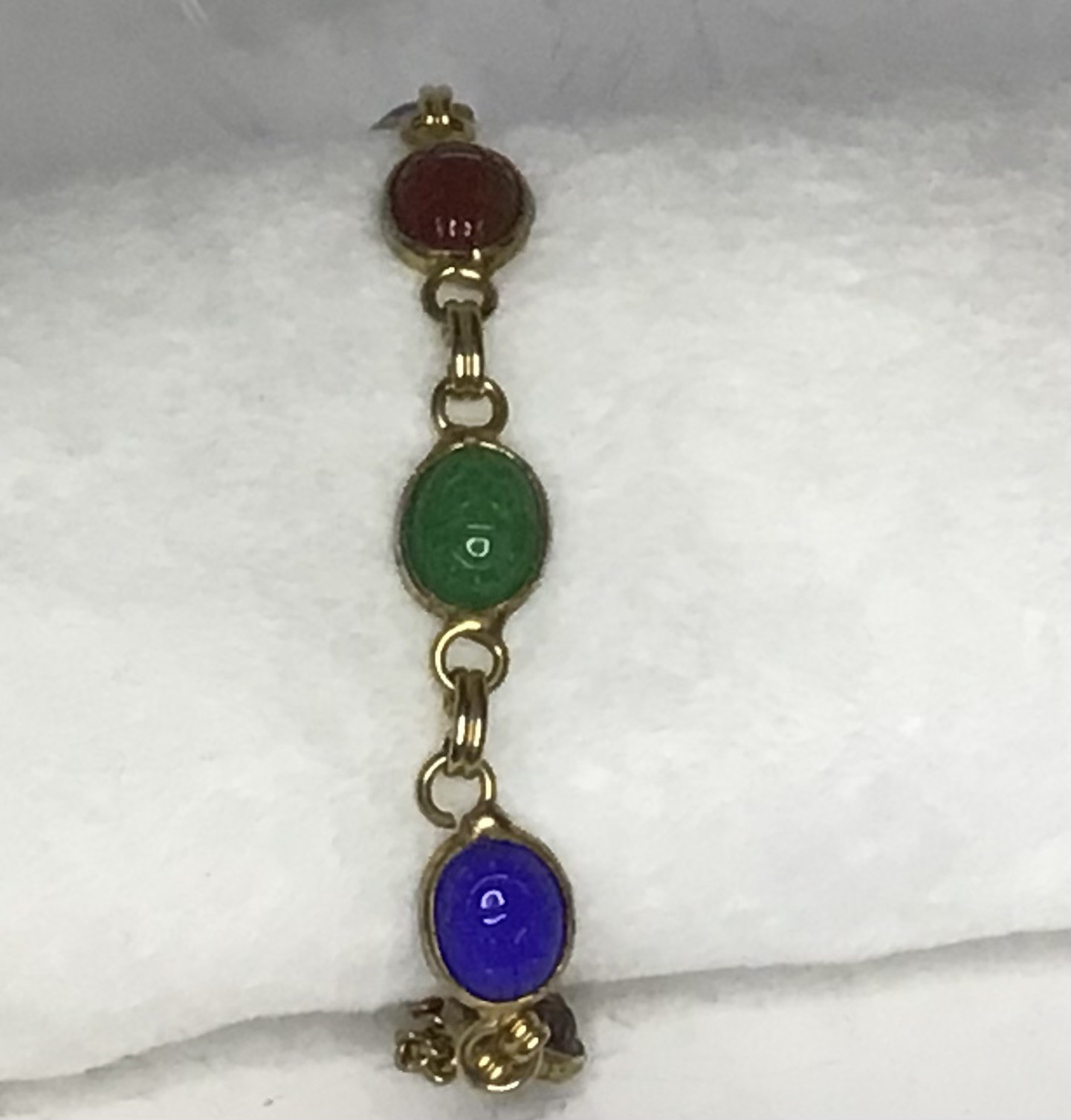 Vintage Egyptian Revival Scarab Bracelet 7 Multi Colored Stones unbranded