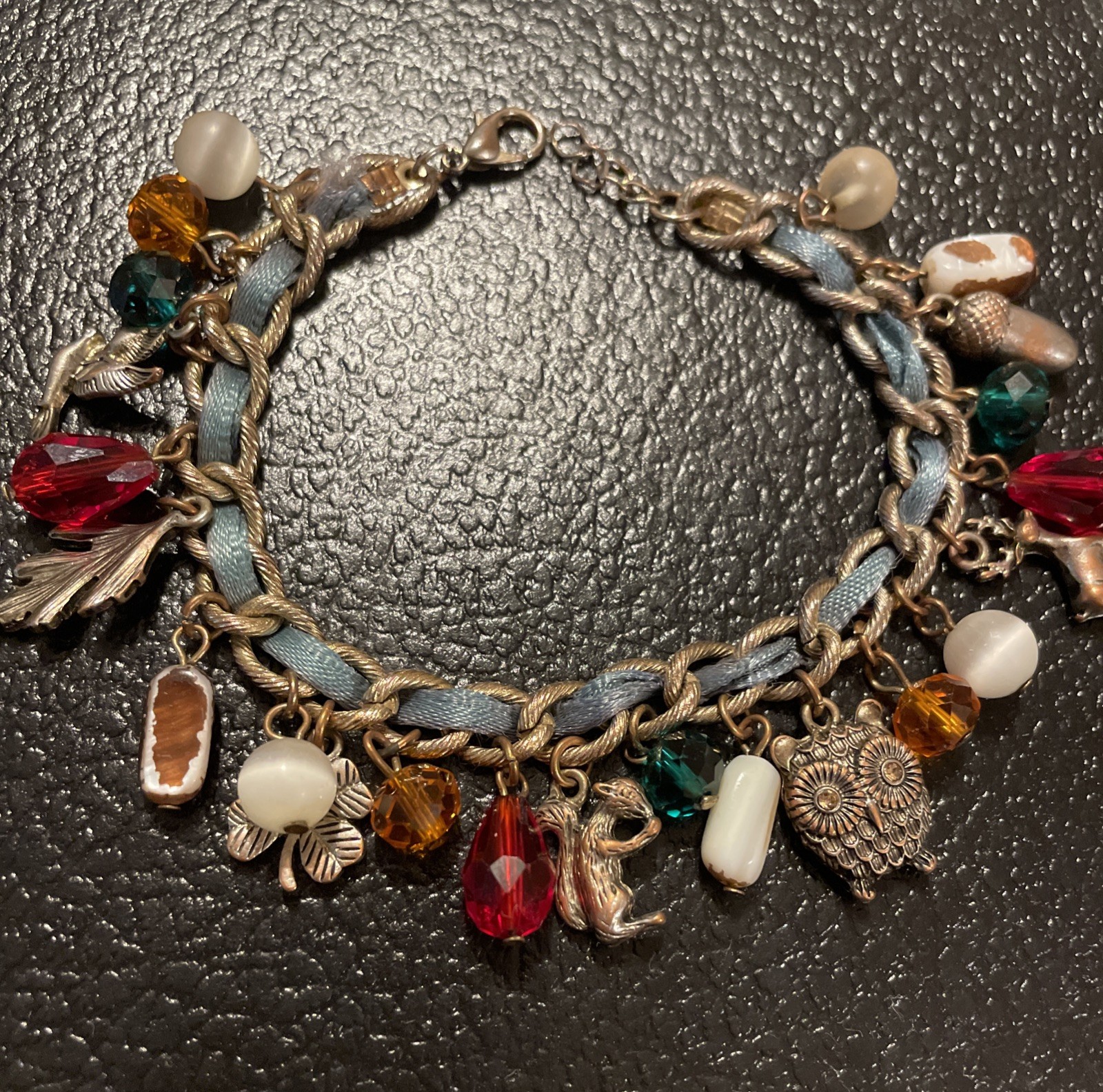 Vintage Charm Bracelet Forest Motif Woodland Creatures