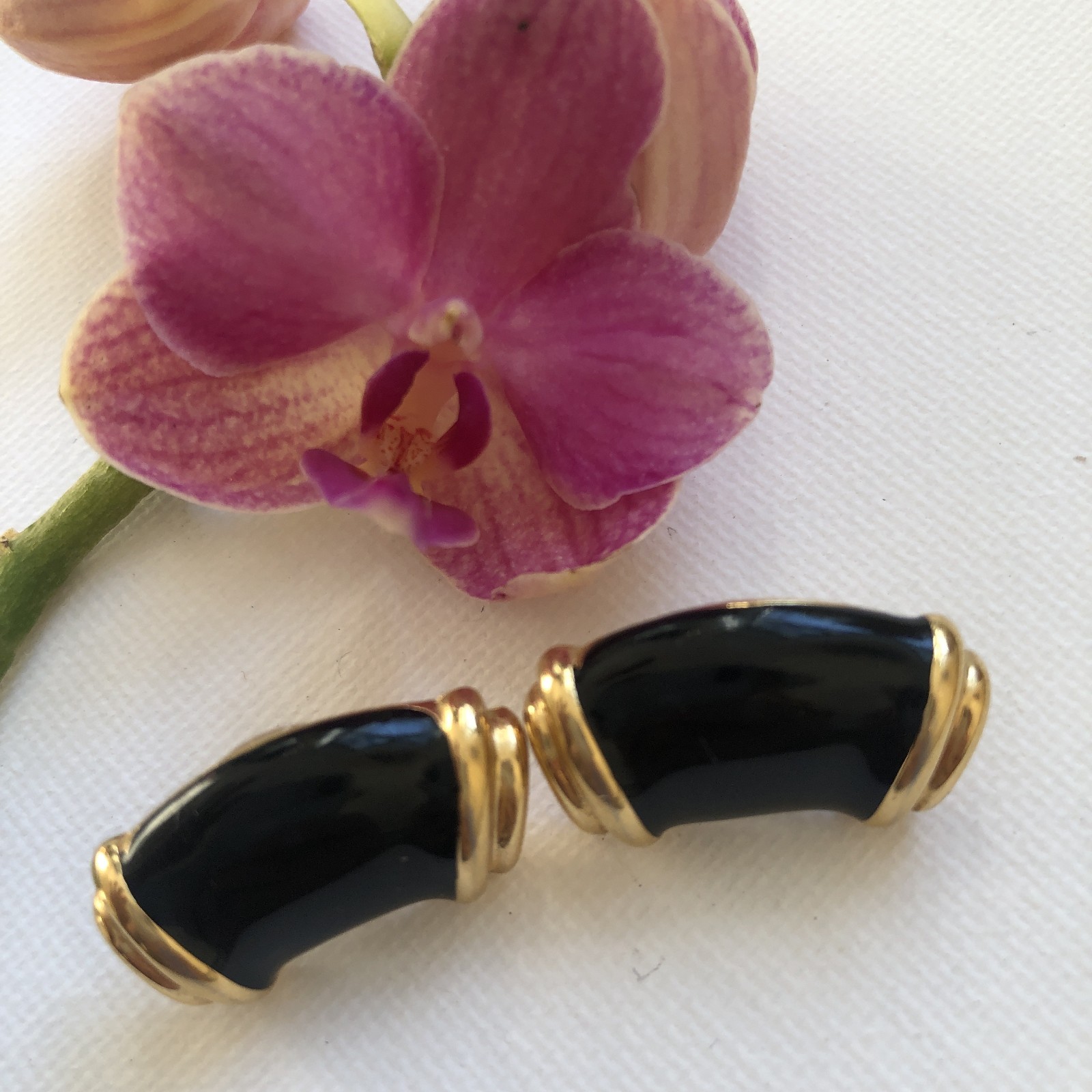 Vintage Monet Curved Gold-tone Earrings