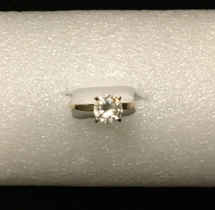 14K Gold Round Cut Solitaire CZ Dainty yet impressive Engagement/ Promise Ring