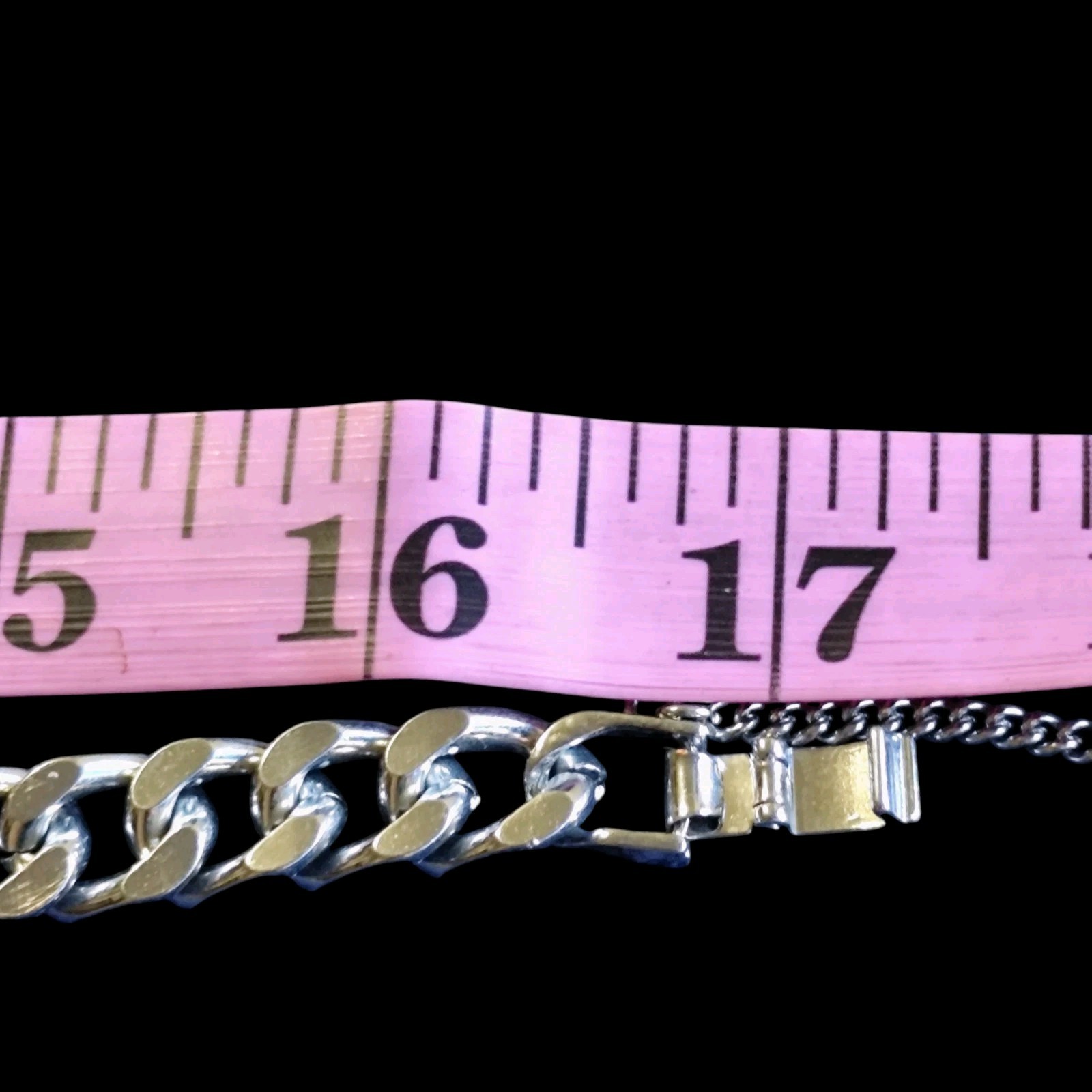Vintage Heavy Thick Curb Chain Stainless Steel Necklace 17in