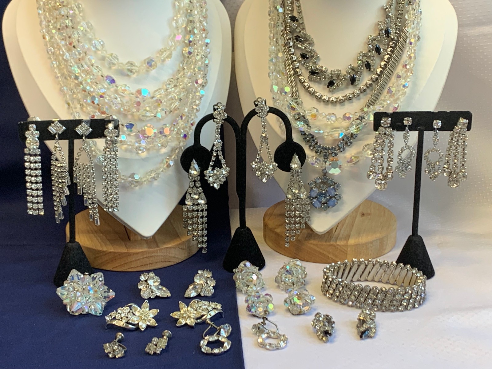 Vtg Costume Jewelry Lot Taylor Made Kramer Elco Coro Aurora Borealis Rhinestone