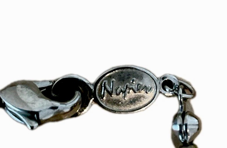 Napier Glass Beaded Necklace- Silver Tone- 30 In Length- Very Good Condition