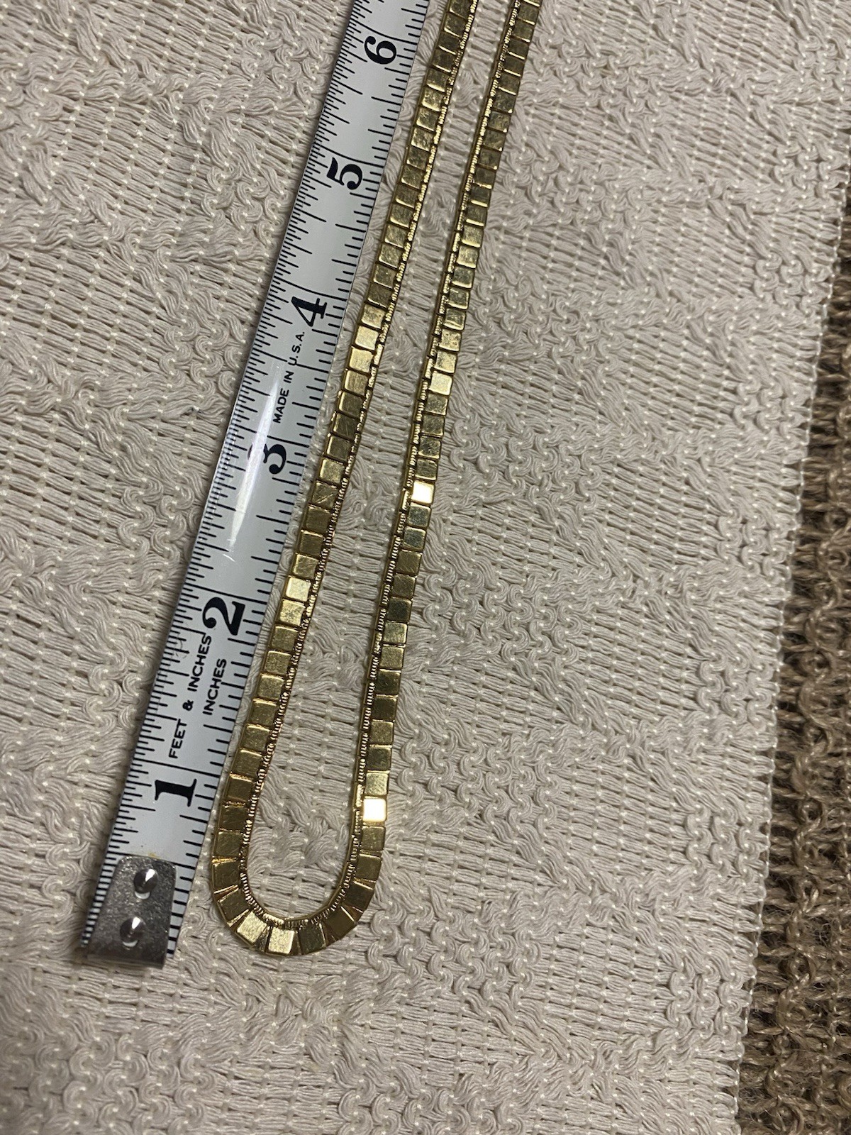 Vintage Monet Gold Tone Flat Square Link Chain Necklace 24”