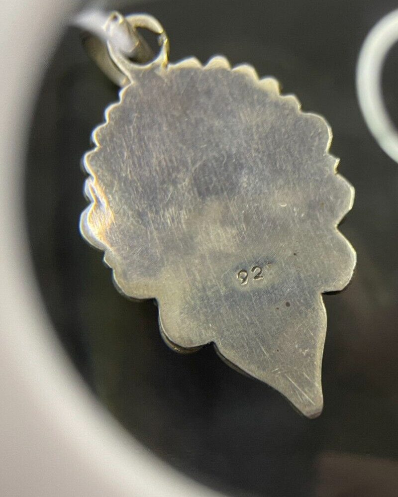 Vintage .925 Silver Necklace Pendant Only With Amber Stone