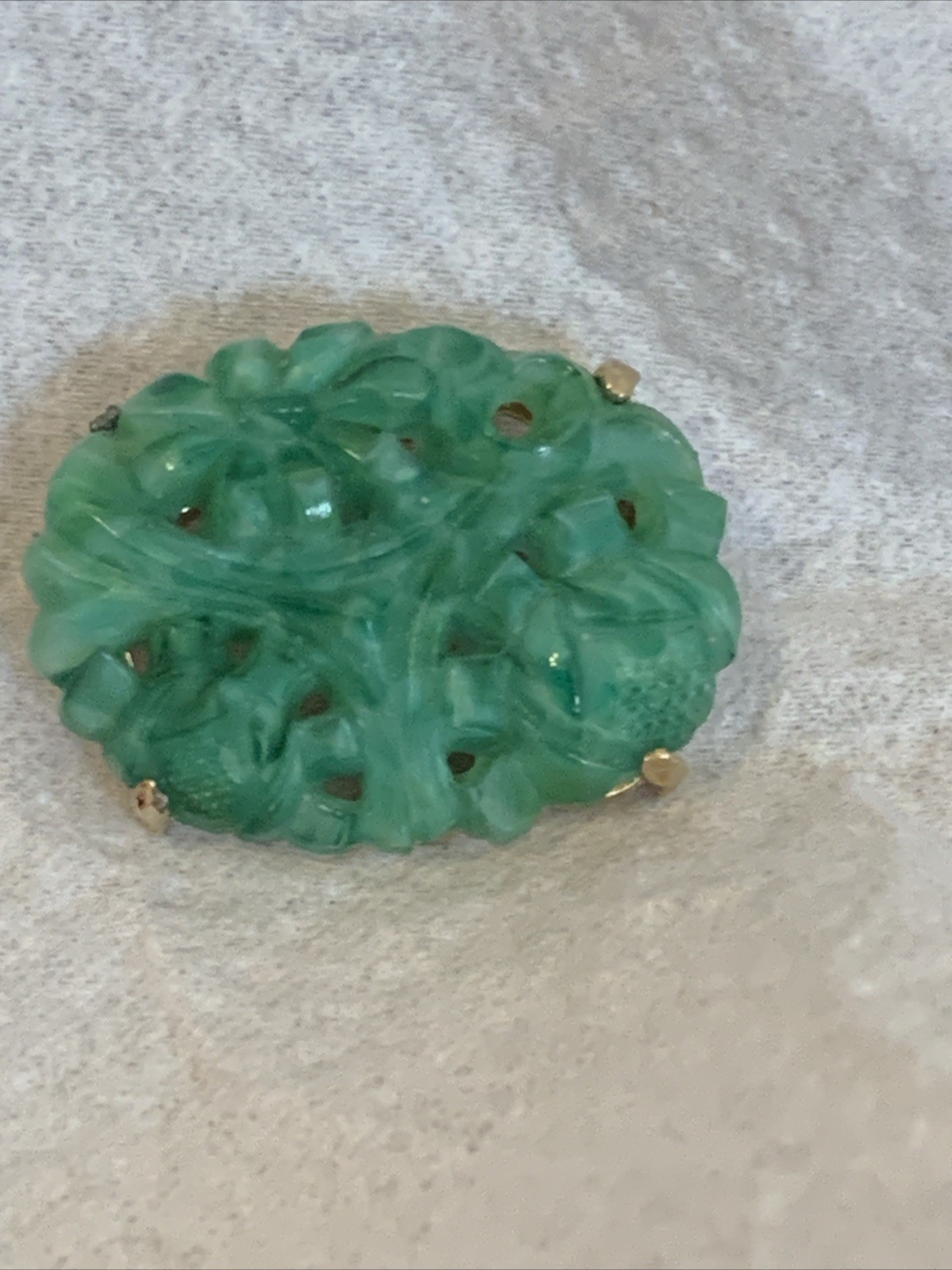 Vintage Marvella Faux Jade Brooch