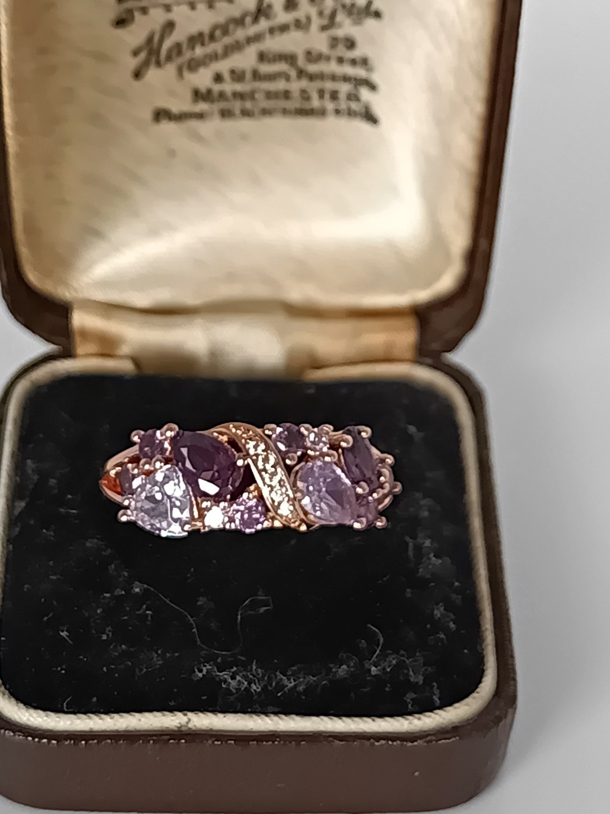 Vintage 1990-s 14 Ct Rolled Gold Amethyst Ring Size UK R US 8.5 – Hallmarked!