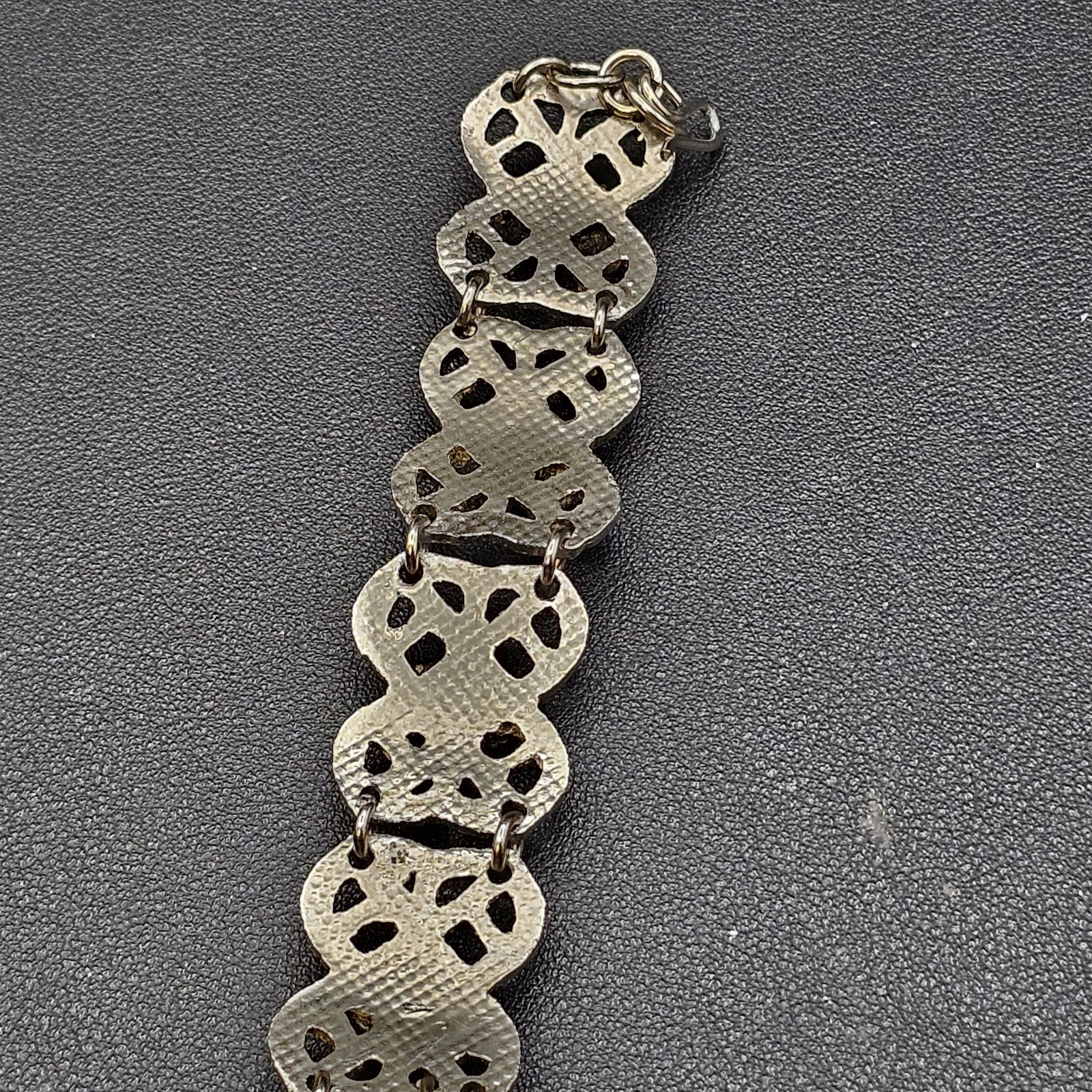 Vintage Egyptian Style Panel Bracelet Silver Tone Teal Stone Scarabs Style #1