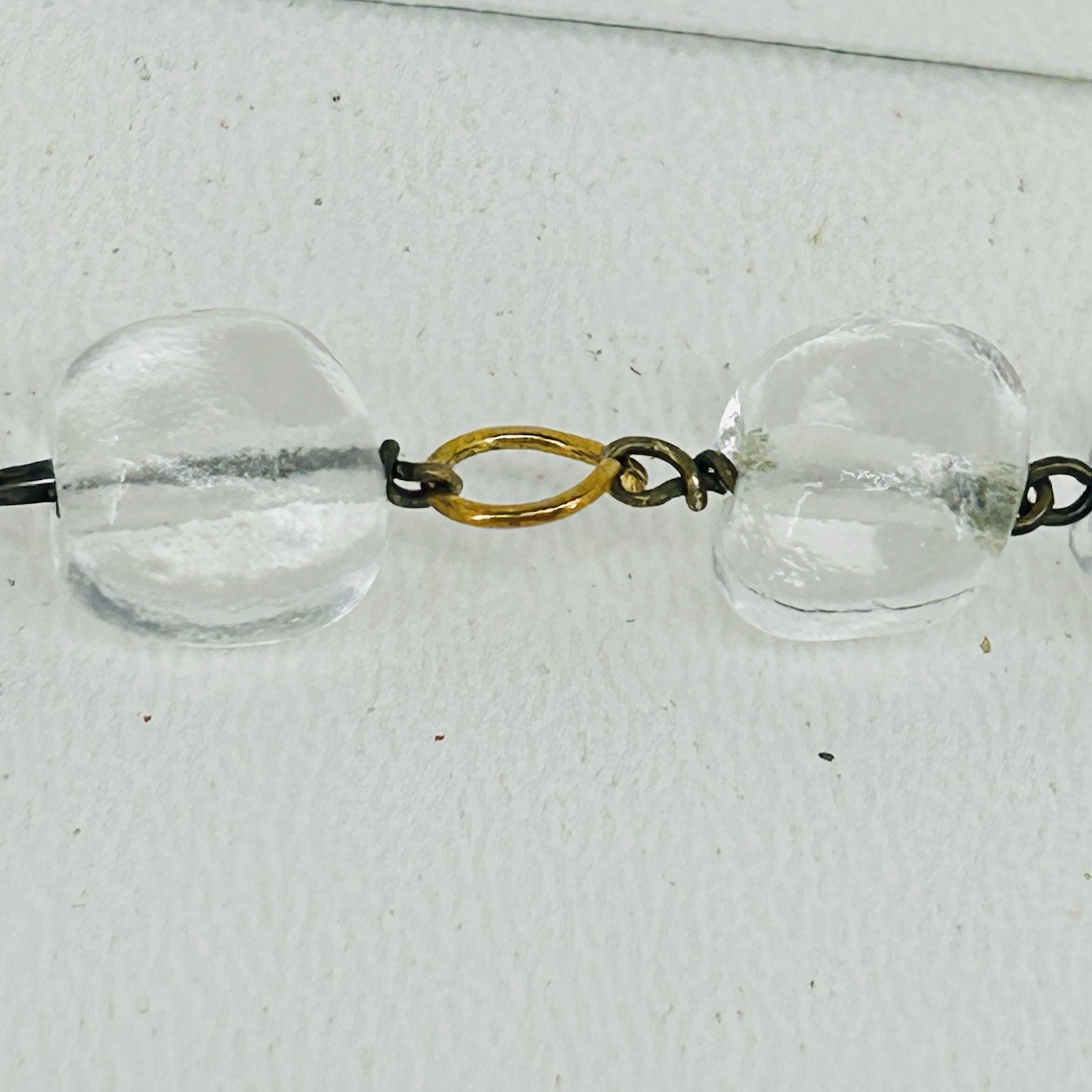 Art Deco Vintage Baltic Amber Honey Cognac Yellow & Clear Glass Necklace 34″