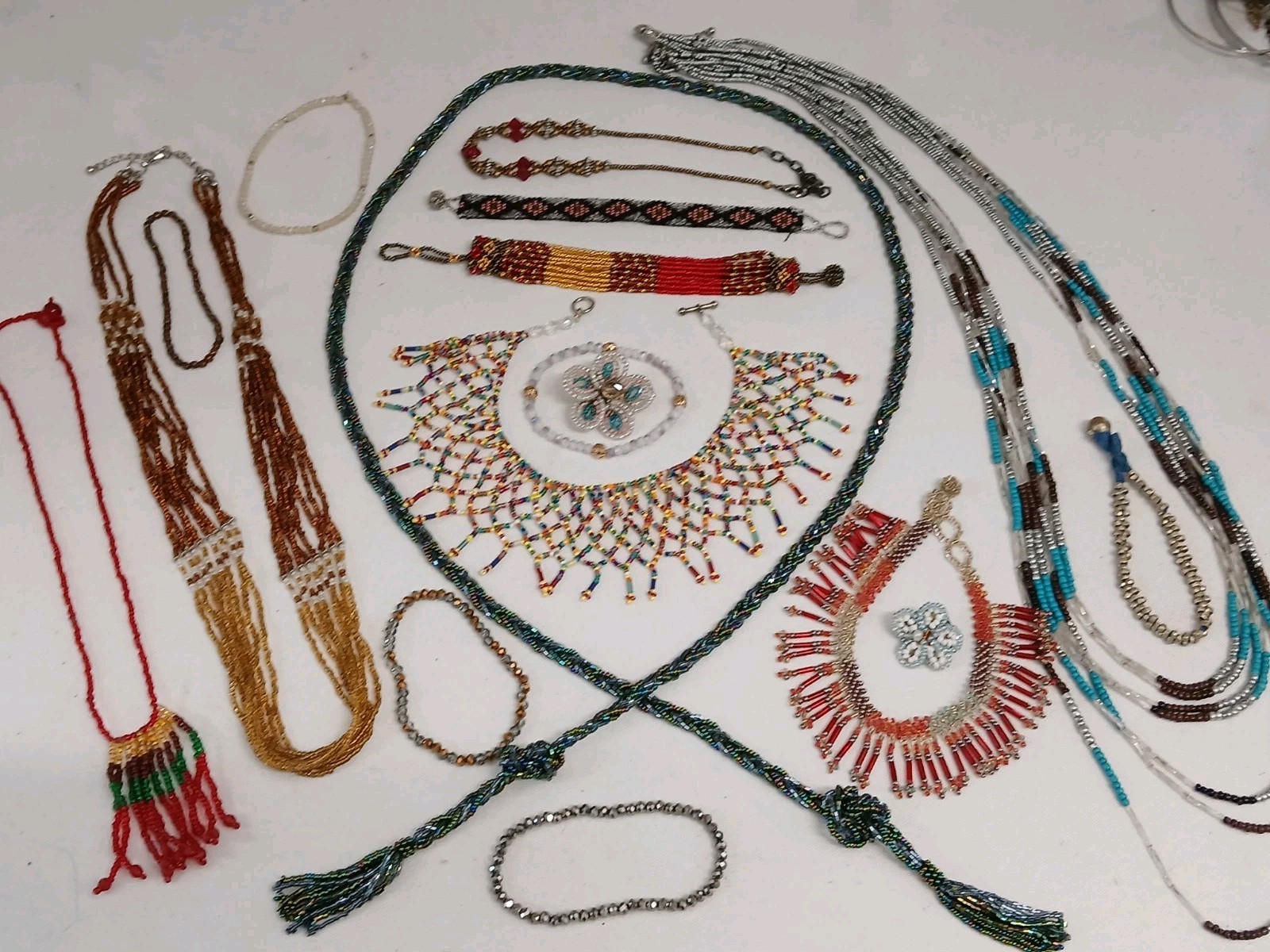Vintage & Contemporary Lot Seed Bead Jewelry 17 Pieces (#300)