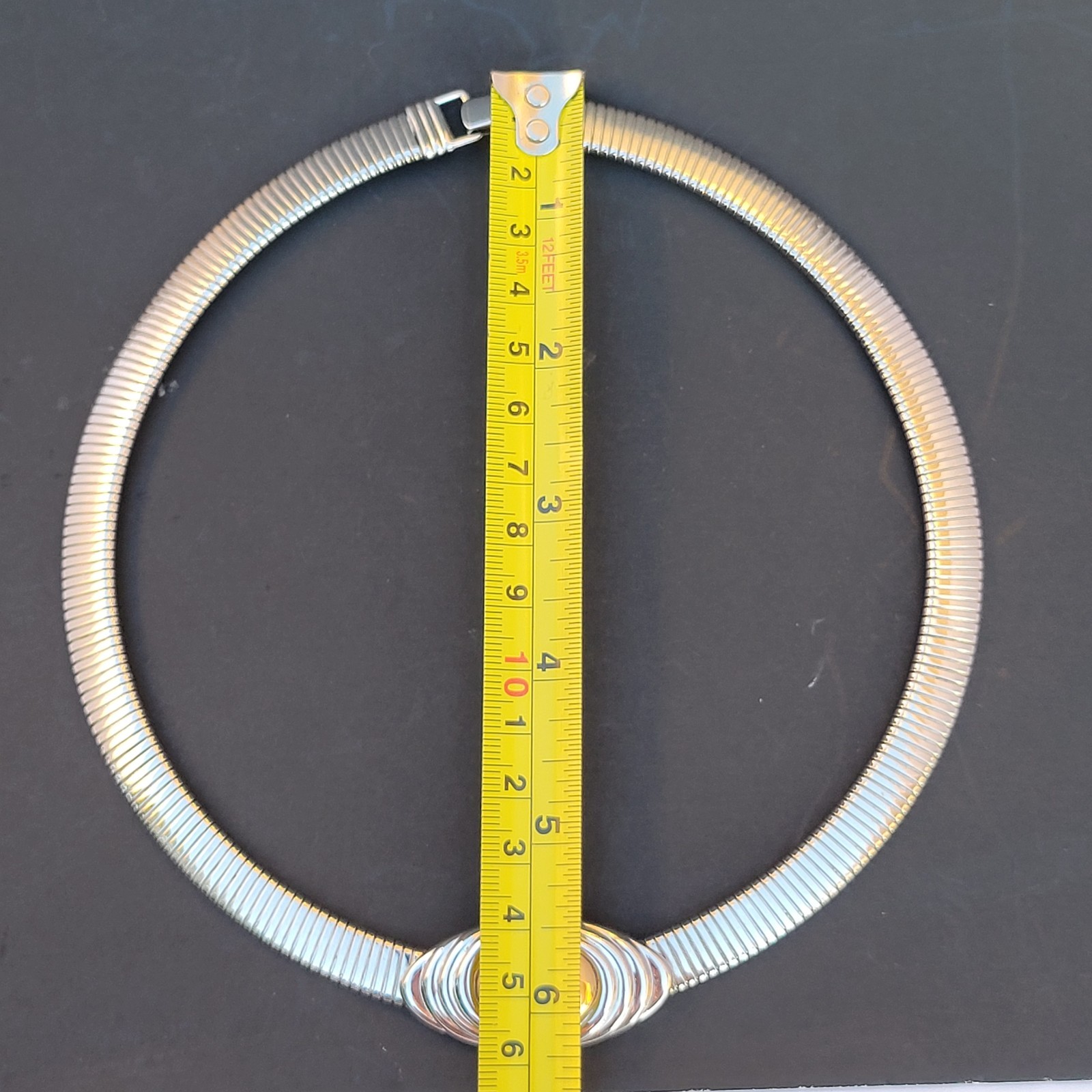VINTAGE KJL FOR AVON Omega Collar Choker Necklace Dual Tone Silver Gold