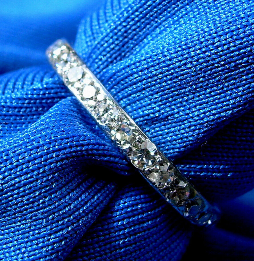 Original EARTH MINED DIAMOND Wedding Band Deco PLATINUM Eternity Ring Size 6.25