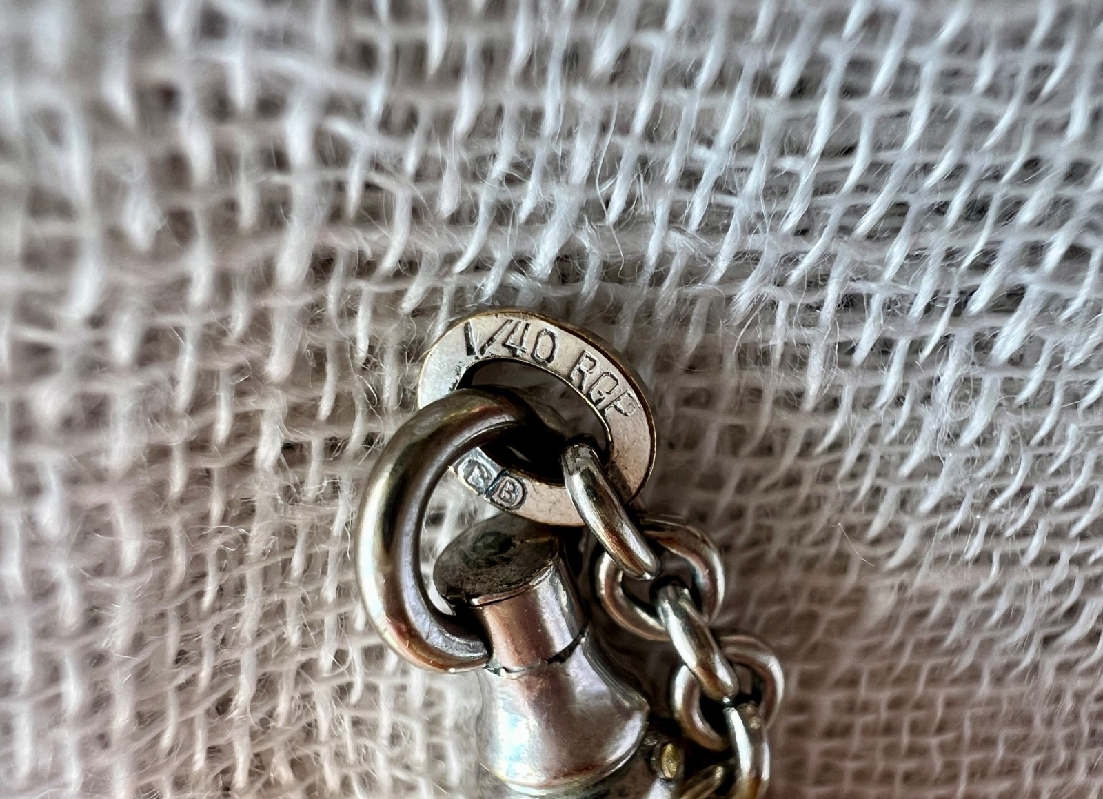 Vintage Mid Century 1/40 RGP White Gold Tone Watch Chain Bar Link Dog Clip 13.75