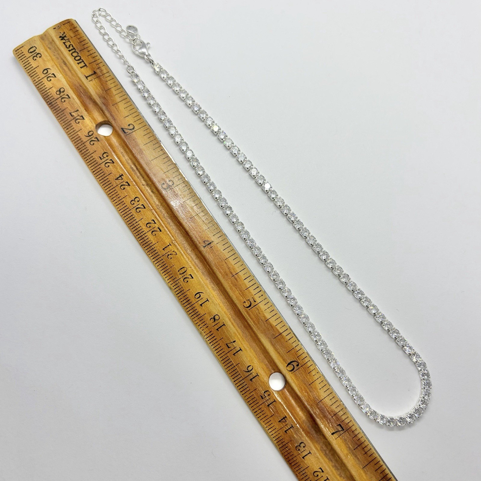 Classic Bling Clear Rhinestone 13 Inch Choker Necklace Silvertone Prong Set