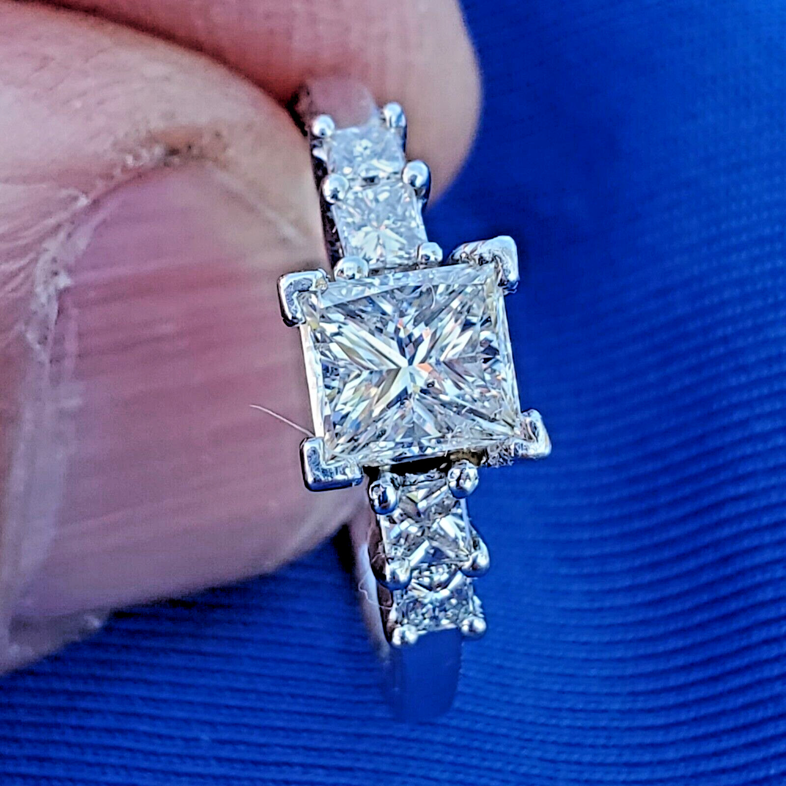 Original EARTH MINED DIAMOND Princess Engagement Ring 1 carat PLATINUM Solitaire