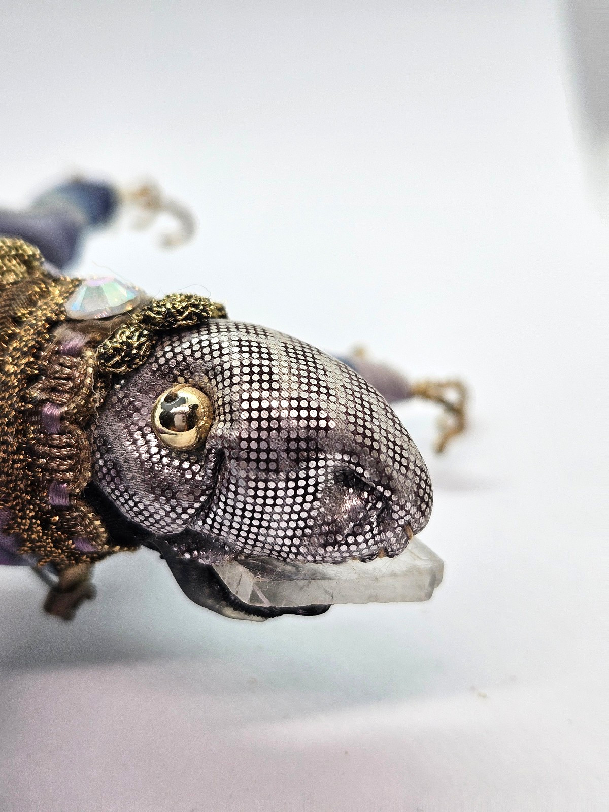 Amazing SANDRA KLINK Wondrous Creatures Lizard Reptile Brooch Art Pin Fabric 8″