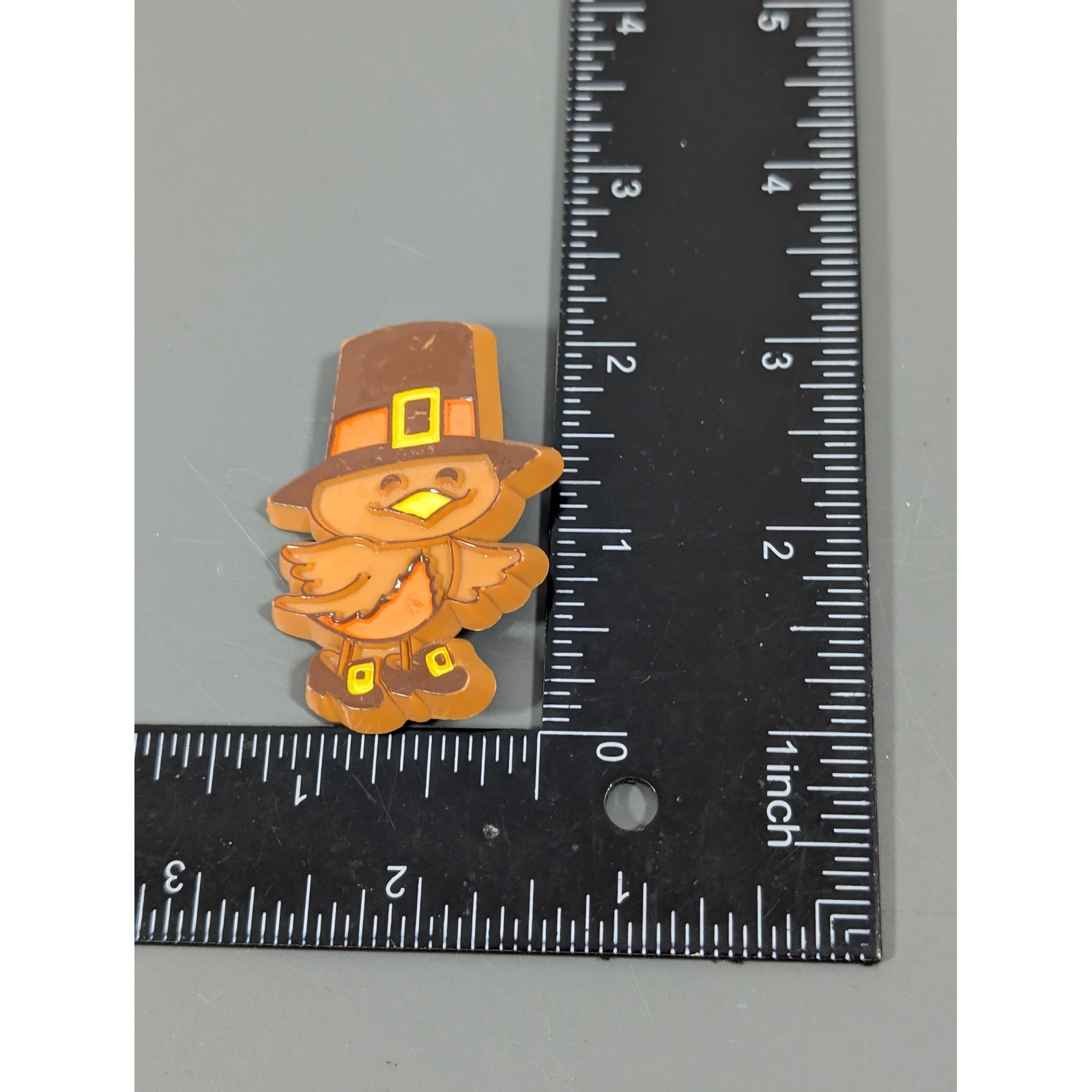 Vintage Hallmark Thanksgiving Pilgrim Boy Plastic Lapel Pin Fall Holiday Brooch