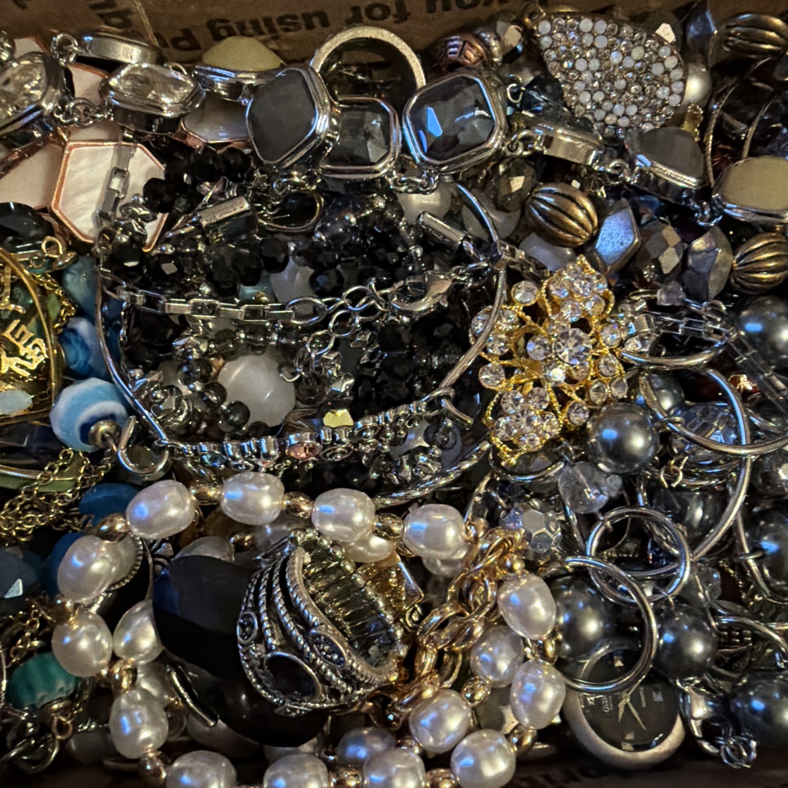 Vintage to Now Jewelry Lot All Wearable Untested. No Junk. Box B8 Rhinestones