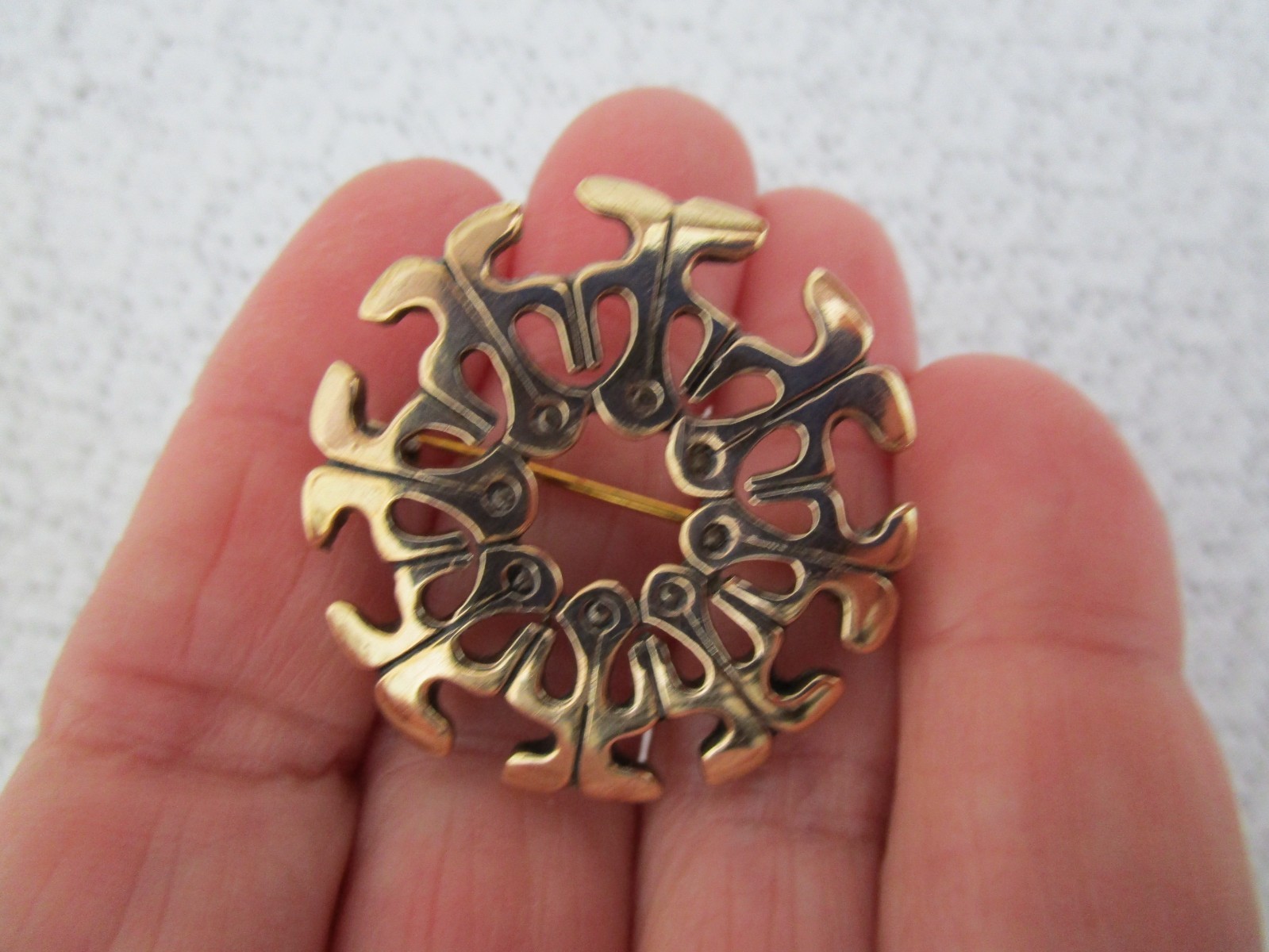 Vintage Antique ? Eivind Hillestad EH 1024 Brooch Pin Norway Gold Plated GC