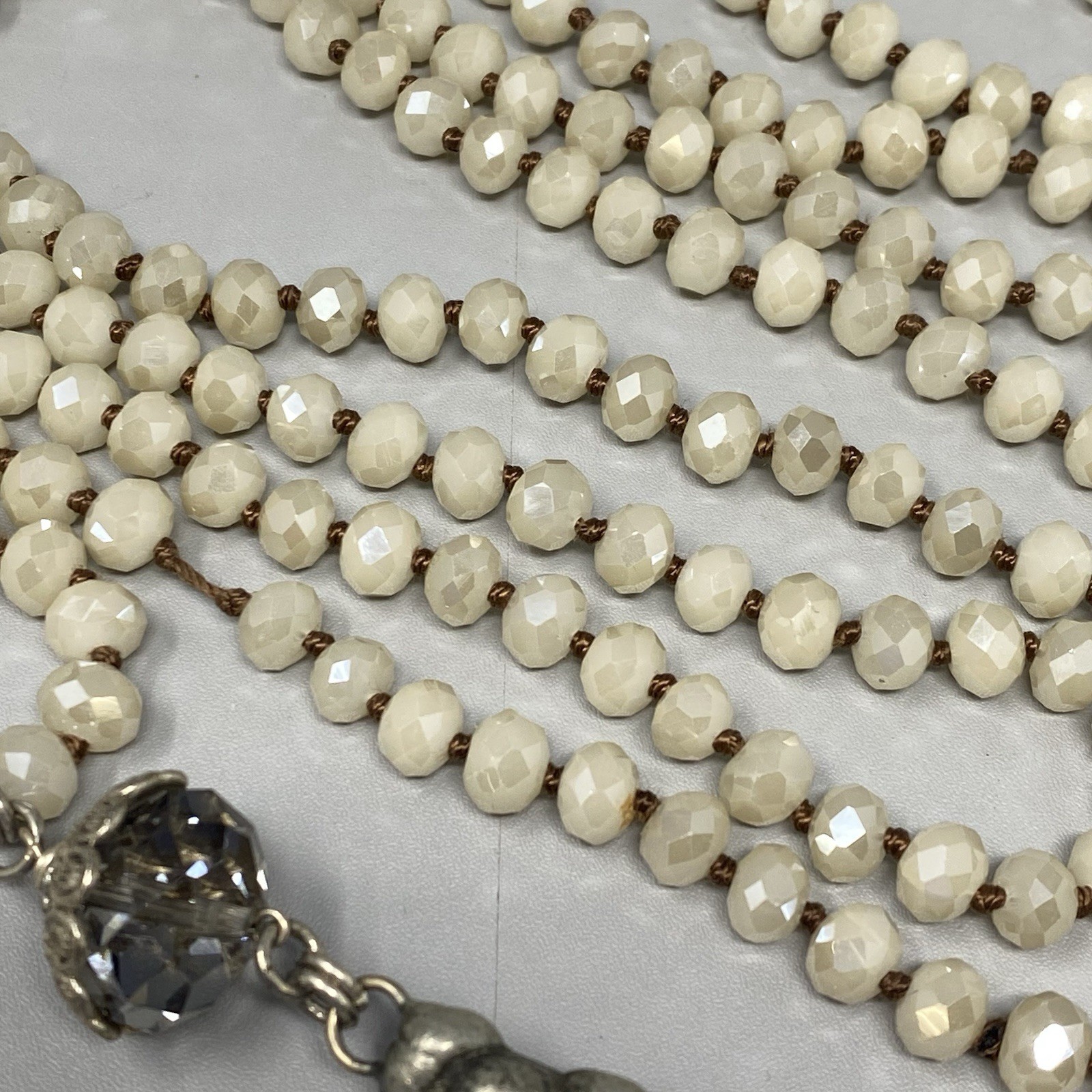 Czech Glass Bead Pendant Necklace Mala Prayer Meditation Flapper Fire Polished